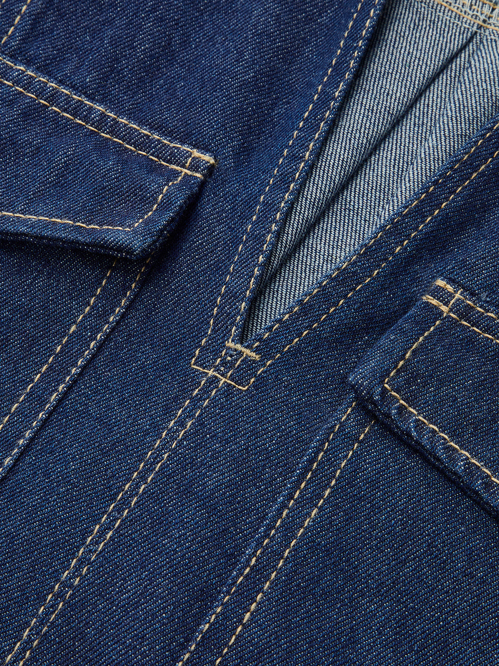 Şık Denim Kısa Takım Cep Detaylı Lacivert
