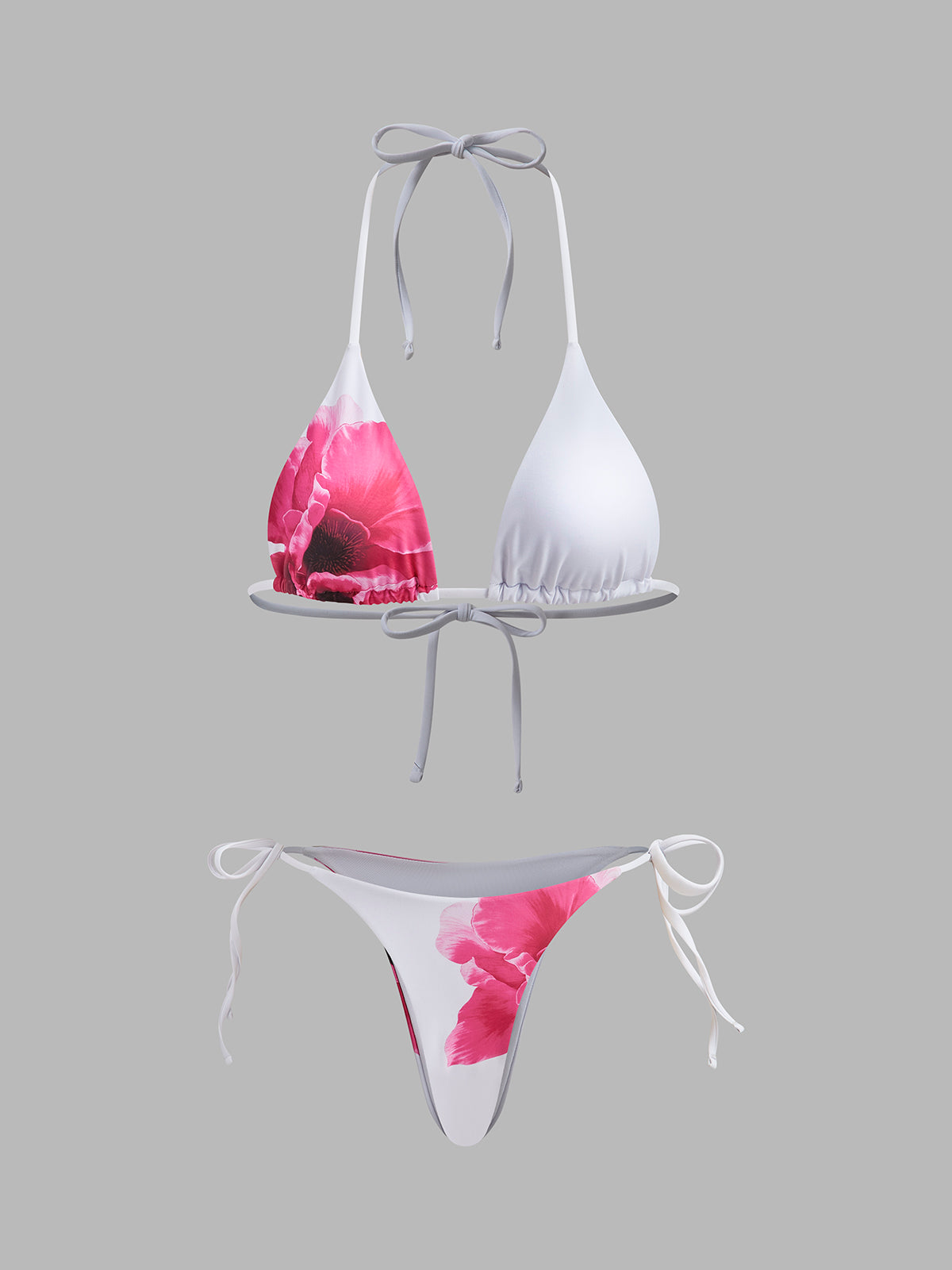 Yarı Şeffaf Etekli Çiçekli Bikini Takımı