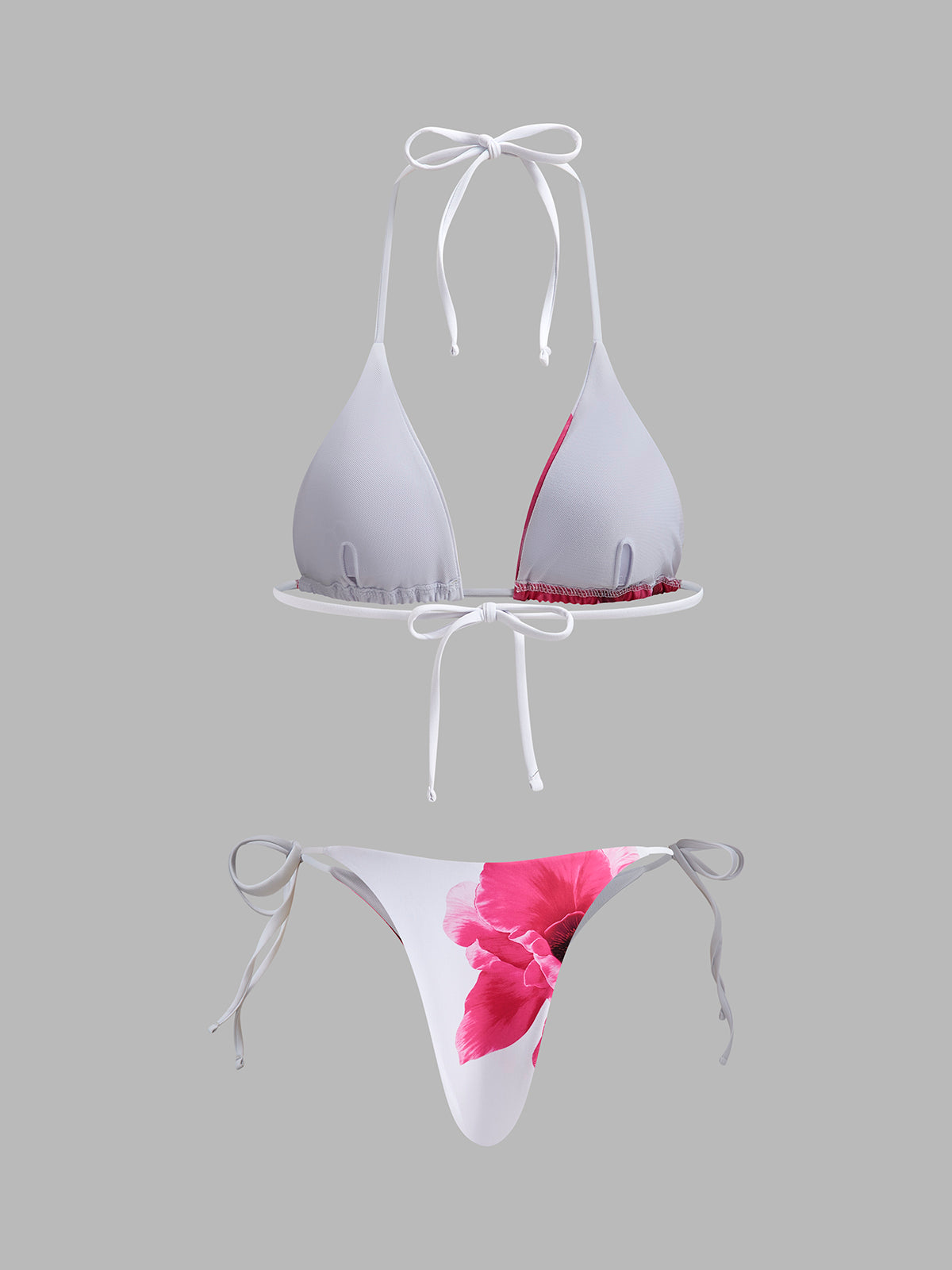 Yarı Şeffaf Etekli Çiçekli Bikini Takımı