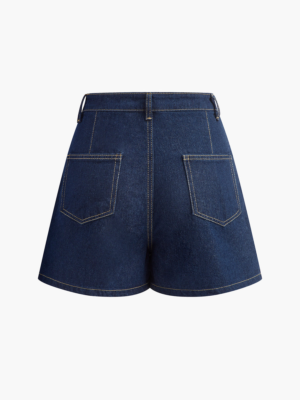 Şık Denim Kısa Takım Cep Detaylı Lacivert
