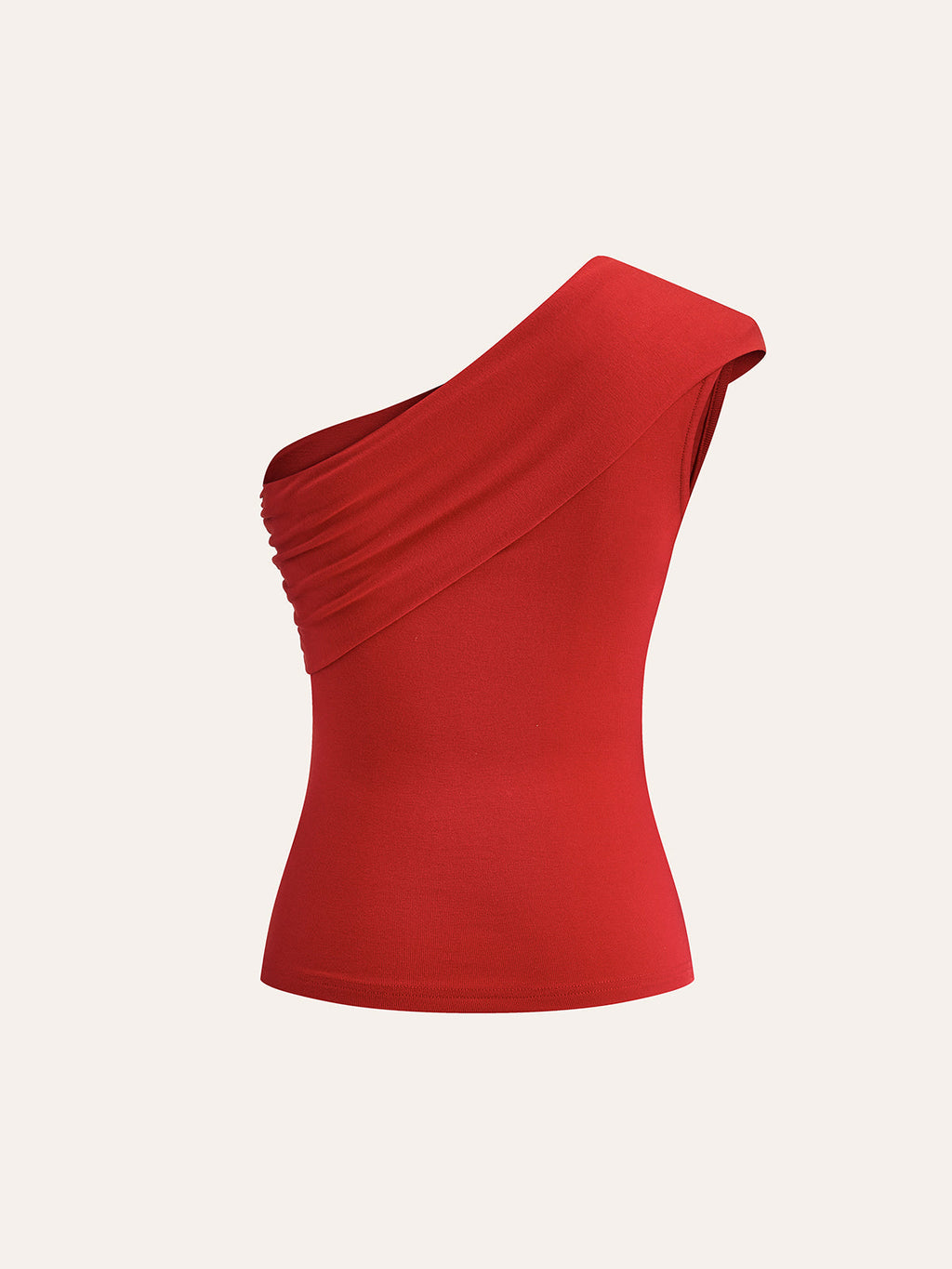 Asimetrik Yaka Kolsuz Jersey Üst