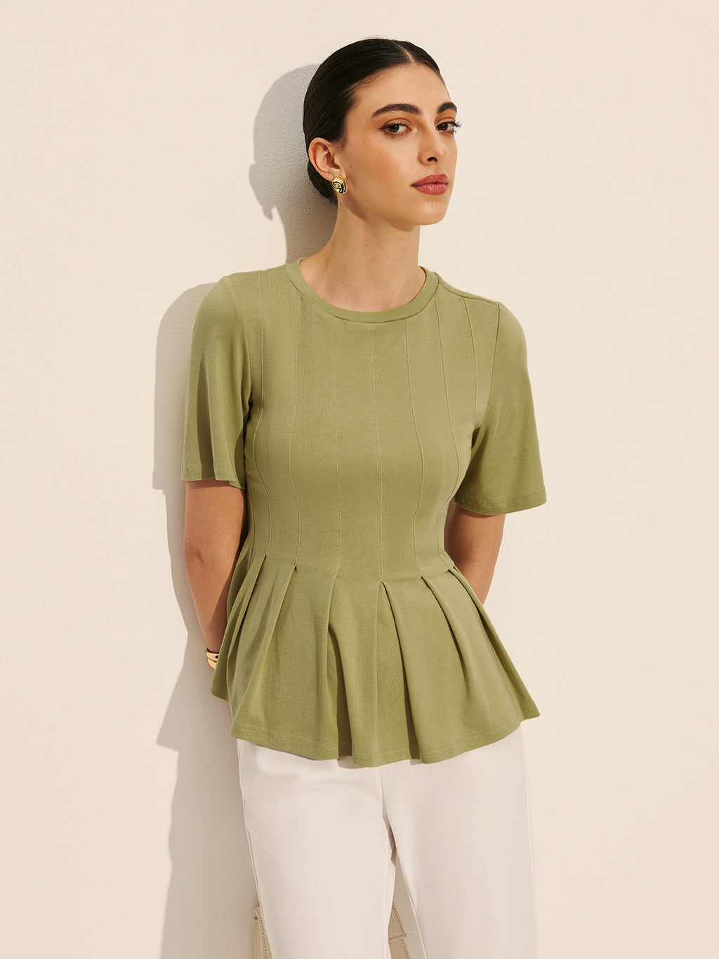 Pliseli Peplum Kaburgalı Üst