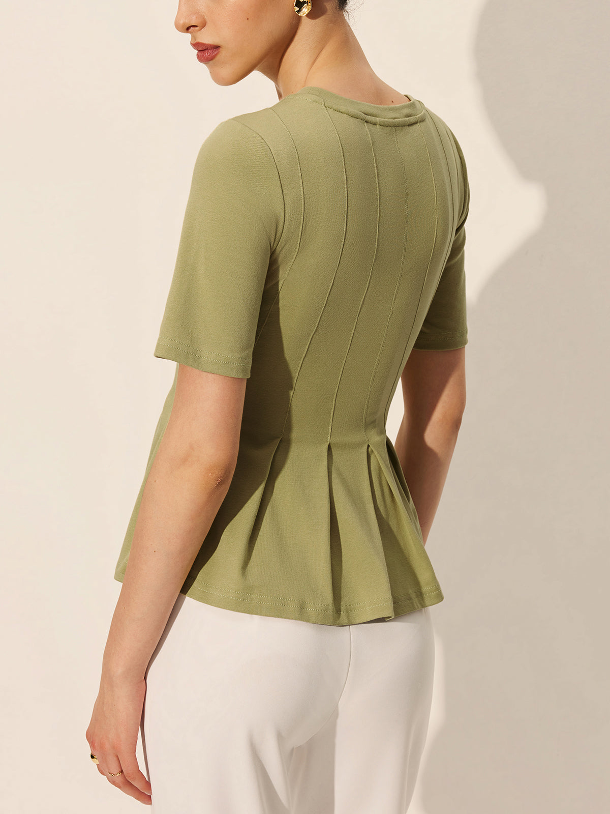 Pliseli Peplum Kaburgalı Üst