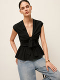 Önü Bağcıklı Peplum Üst