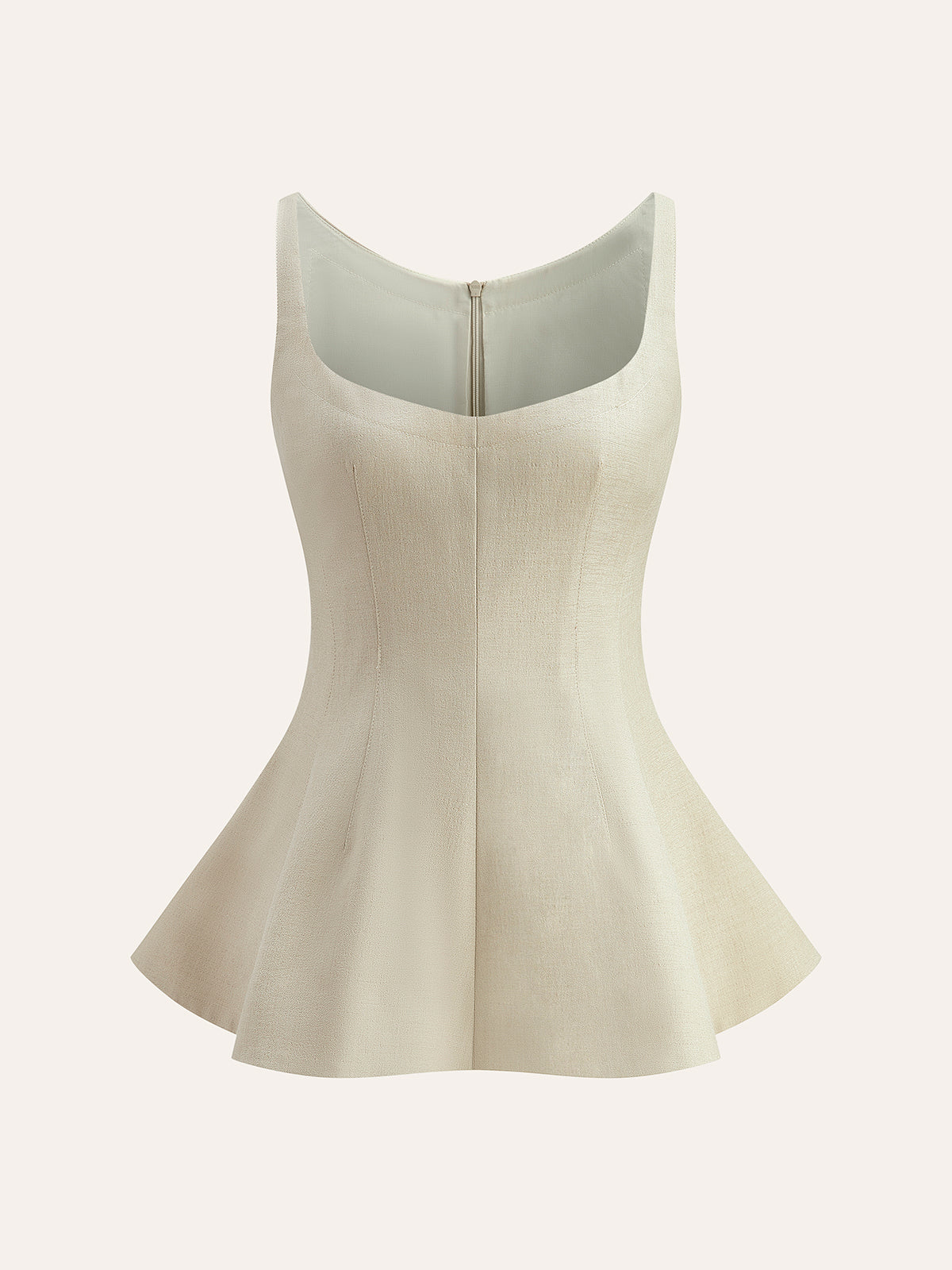 Arka Fermuarlı Peplum Flare Üst