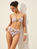 Çiçek Desenli Deniz Kabuğu Detaylı Bikini Takımı