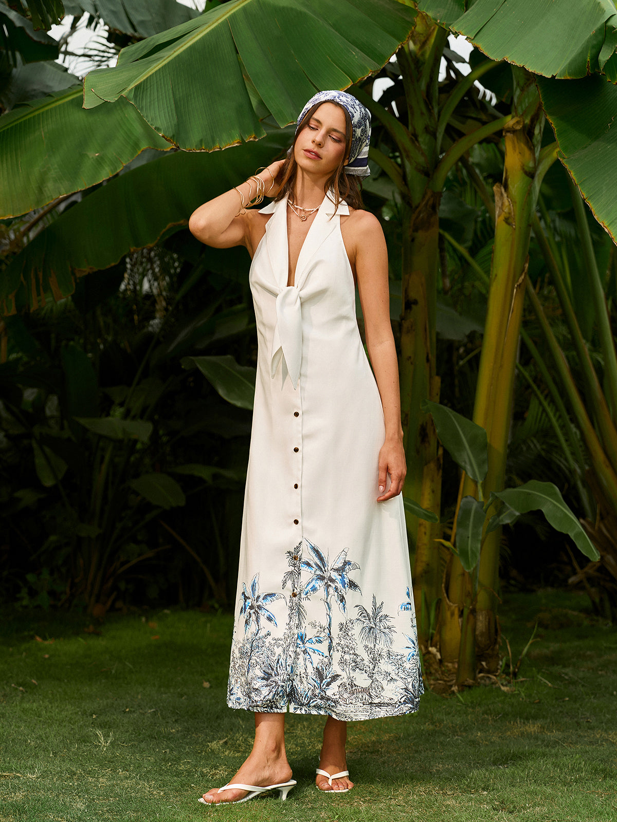 Boho Önü Bağcıklı Sırtı Açık Elbise