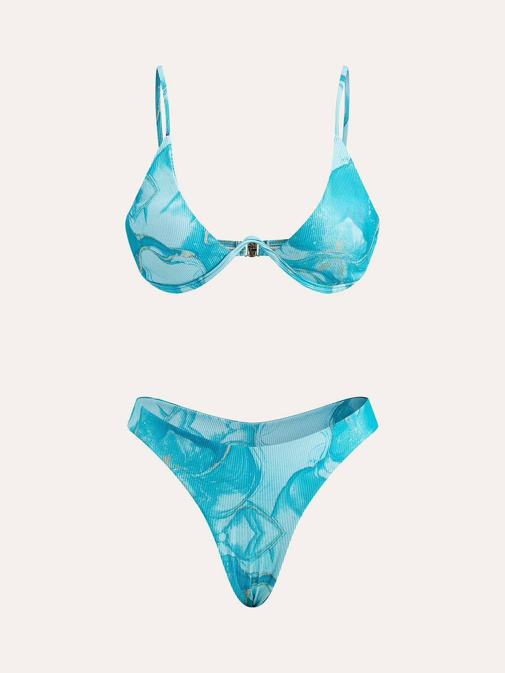 Mermer Desenli Bikini Takımı Etekli