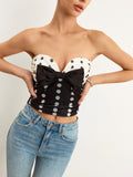 Polka Dot Fiyonklu Tüp Üst