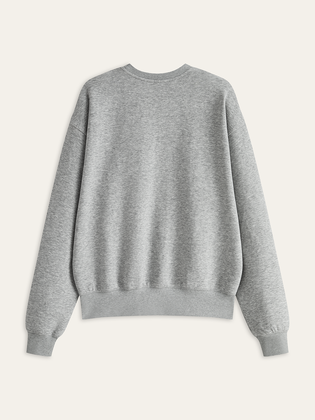 Pamuk Karışımlı Yuvarlak Yaka Sweatshirt Açık Gri Uzun Kollu