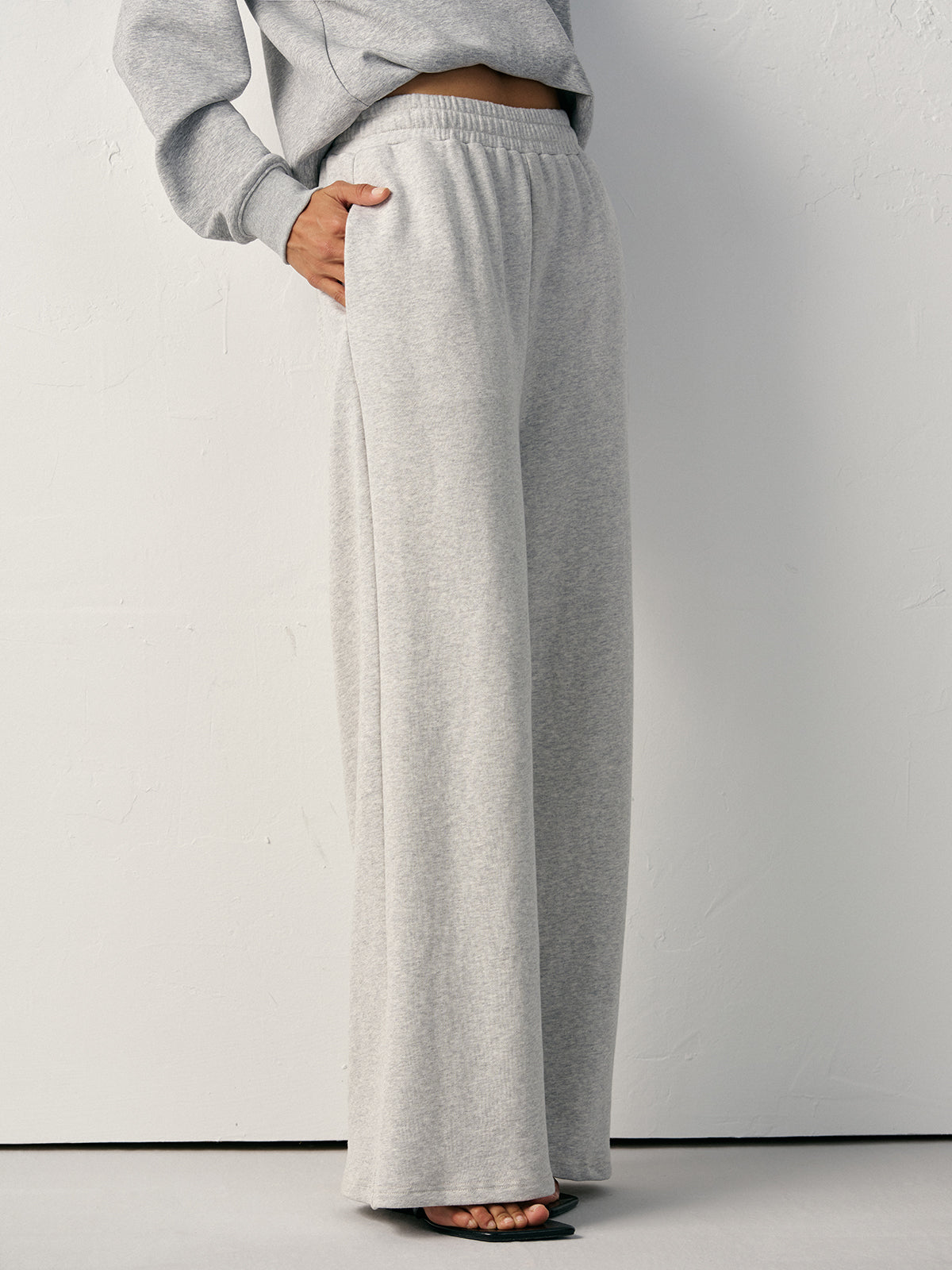 Pamuk Karışımlı Geniş Kesim Eşofman Altı Açık Gri