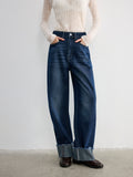 Paça Detaylı Jean Lacivert Regular Fit