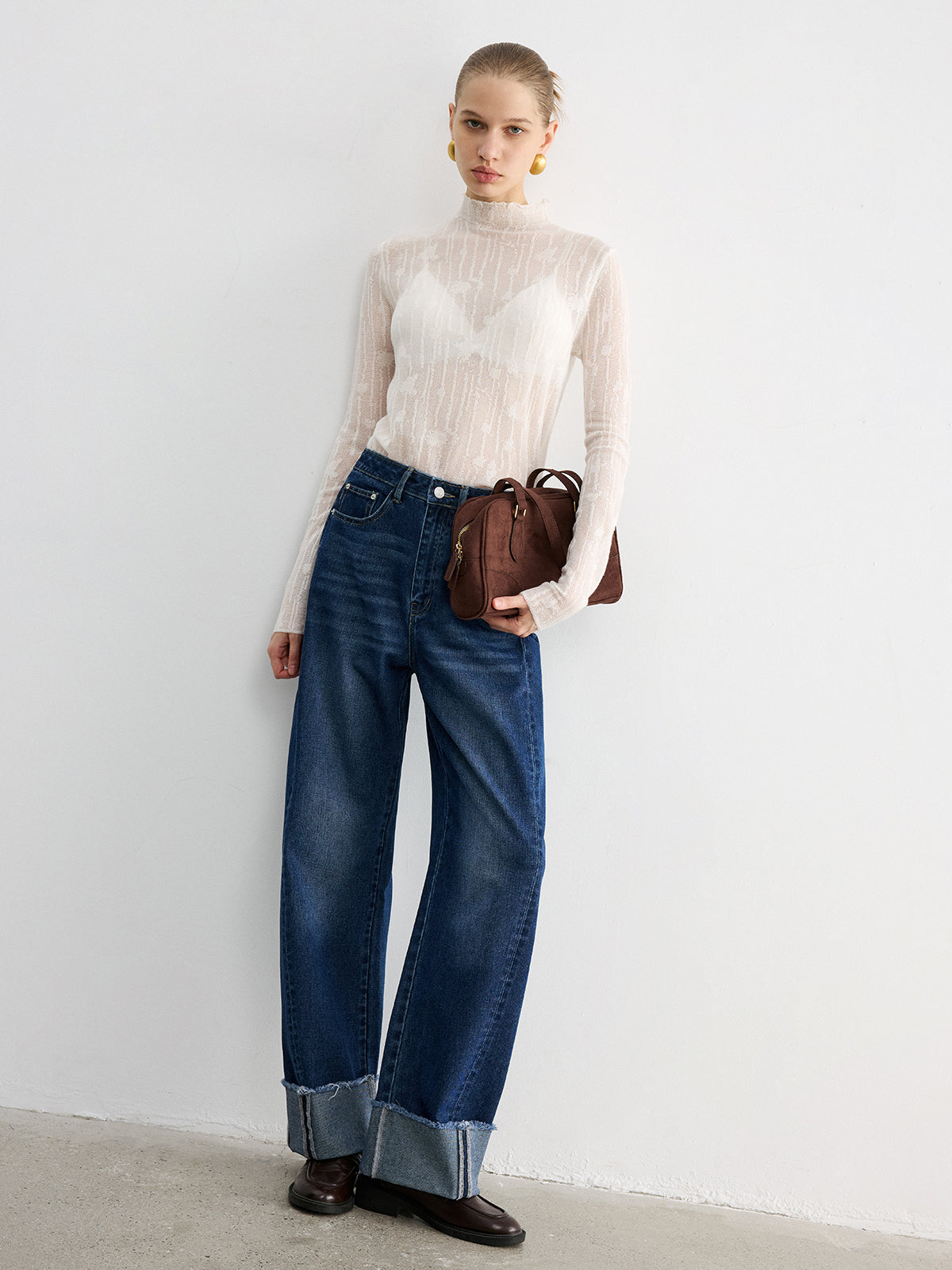 Paça Detaylı Jean Lacivert Regular Fit