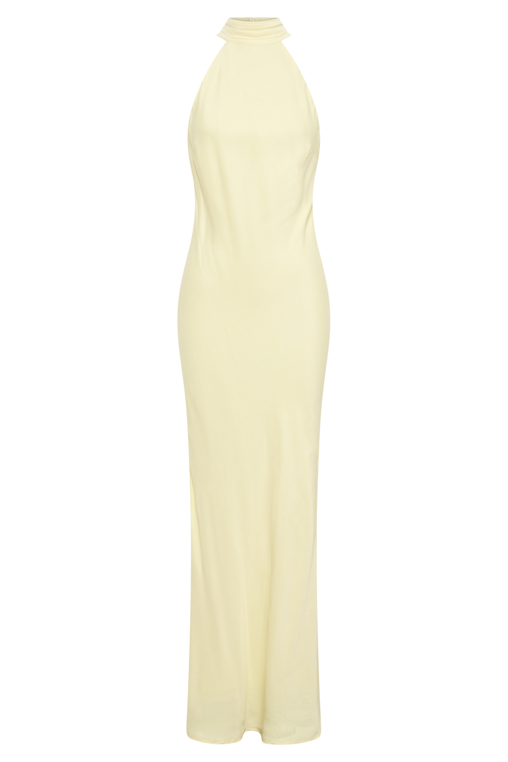 Claire Mat Saten Drape Sırtlı Uzun Elbise - Açık Sarı