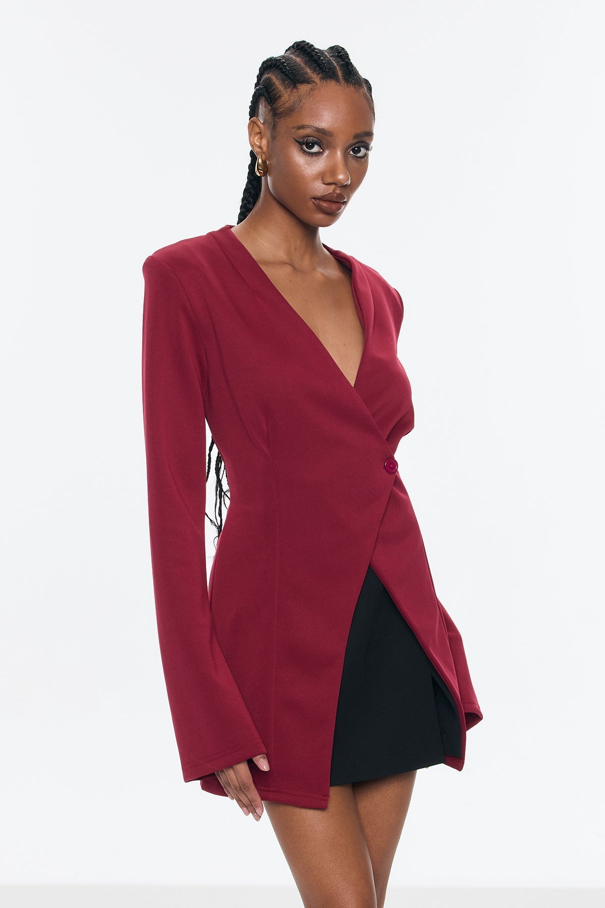 Bellatrix Deconstruct Split Bodycon Blazer Kırmızı