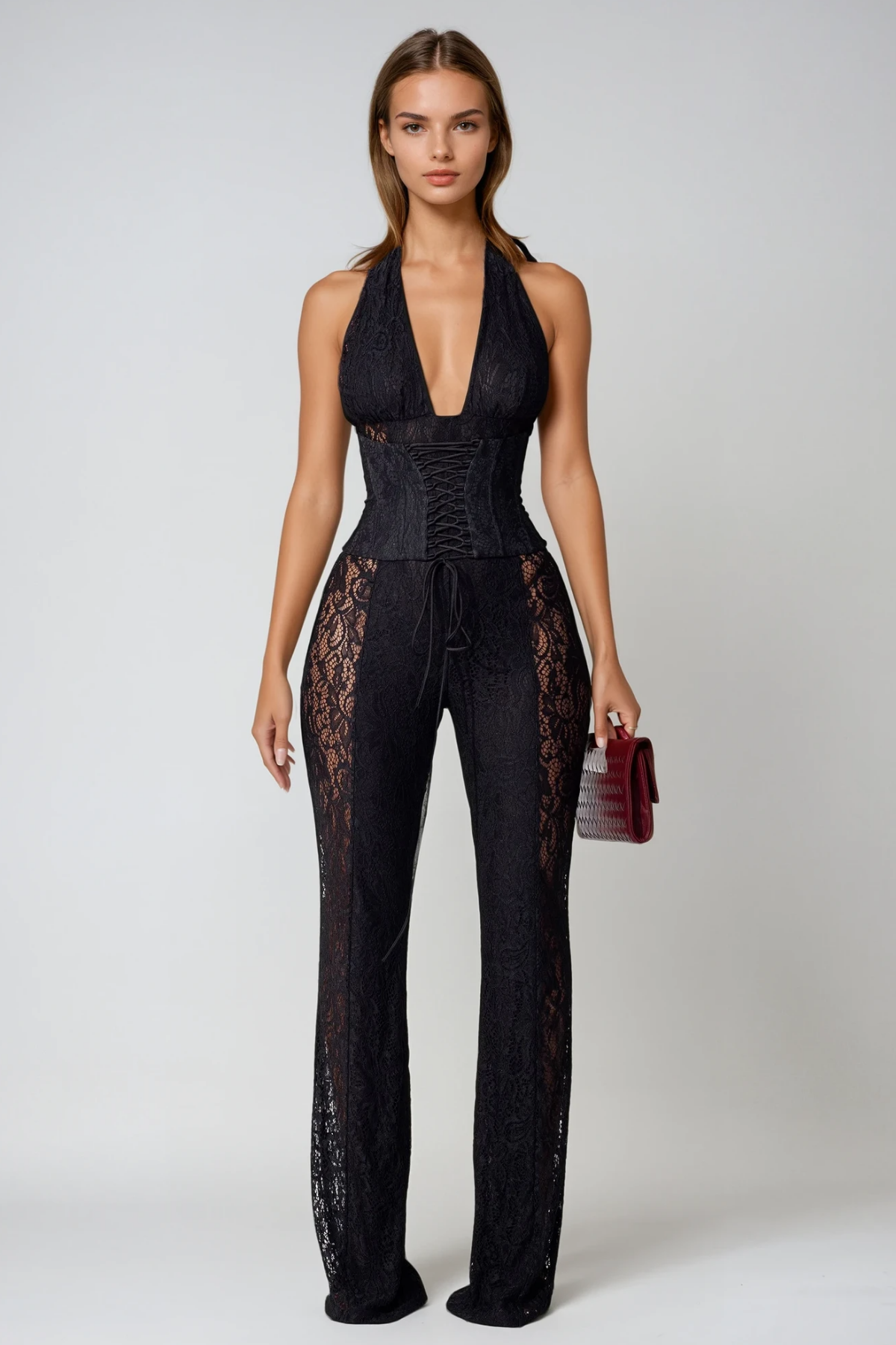 Bethan Lace Derin Kesim Tulum
