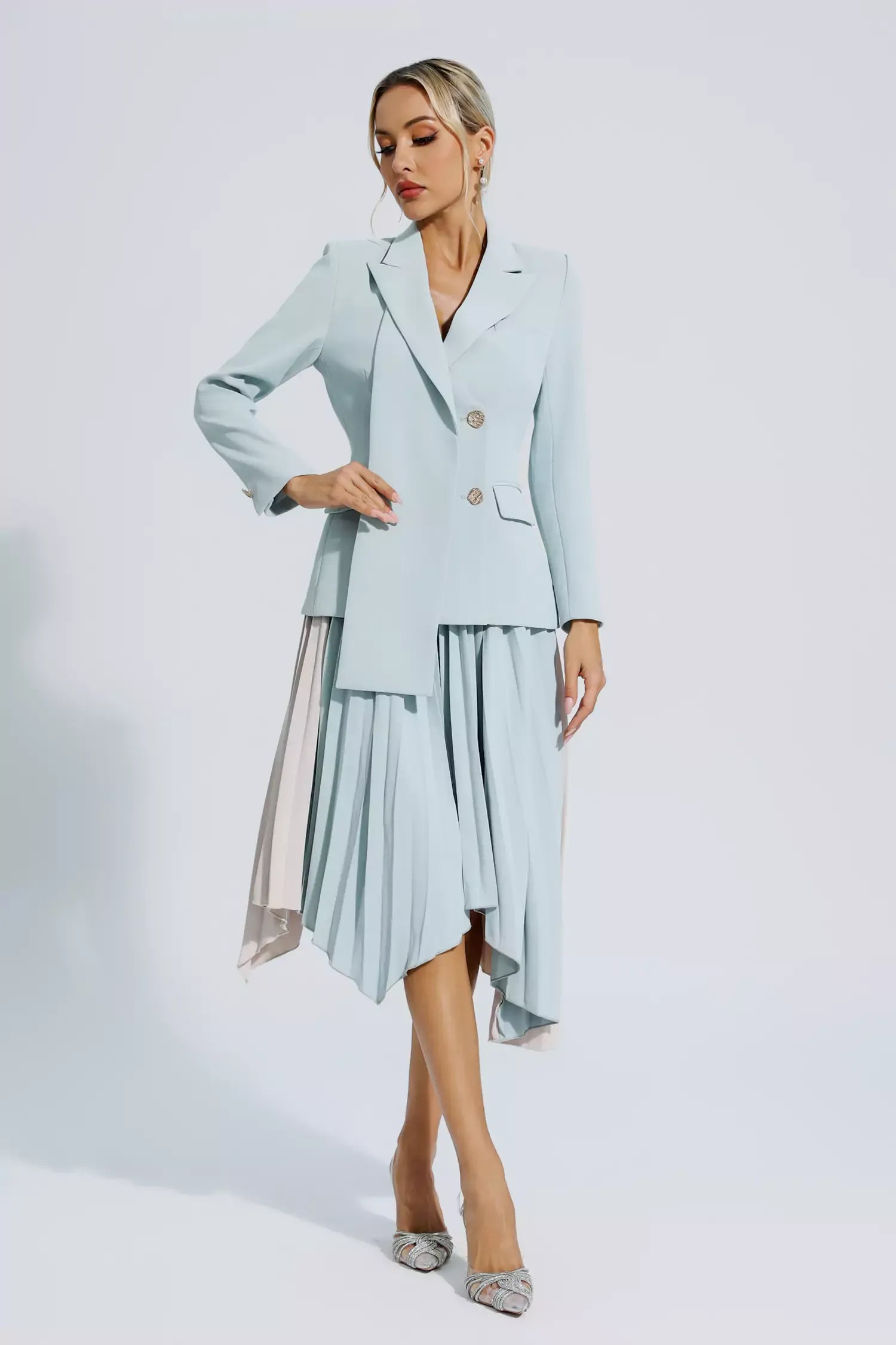 Blaire Gri Dantelli Blazer Takım