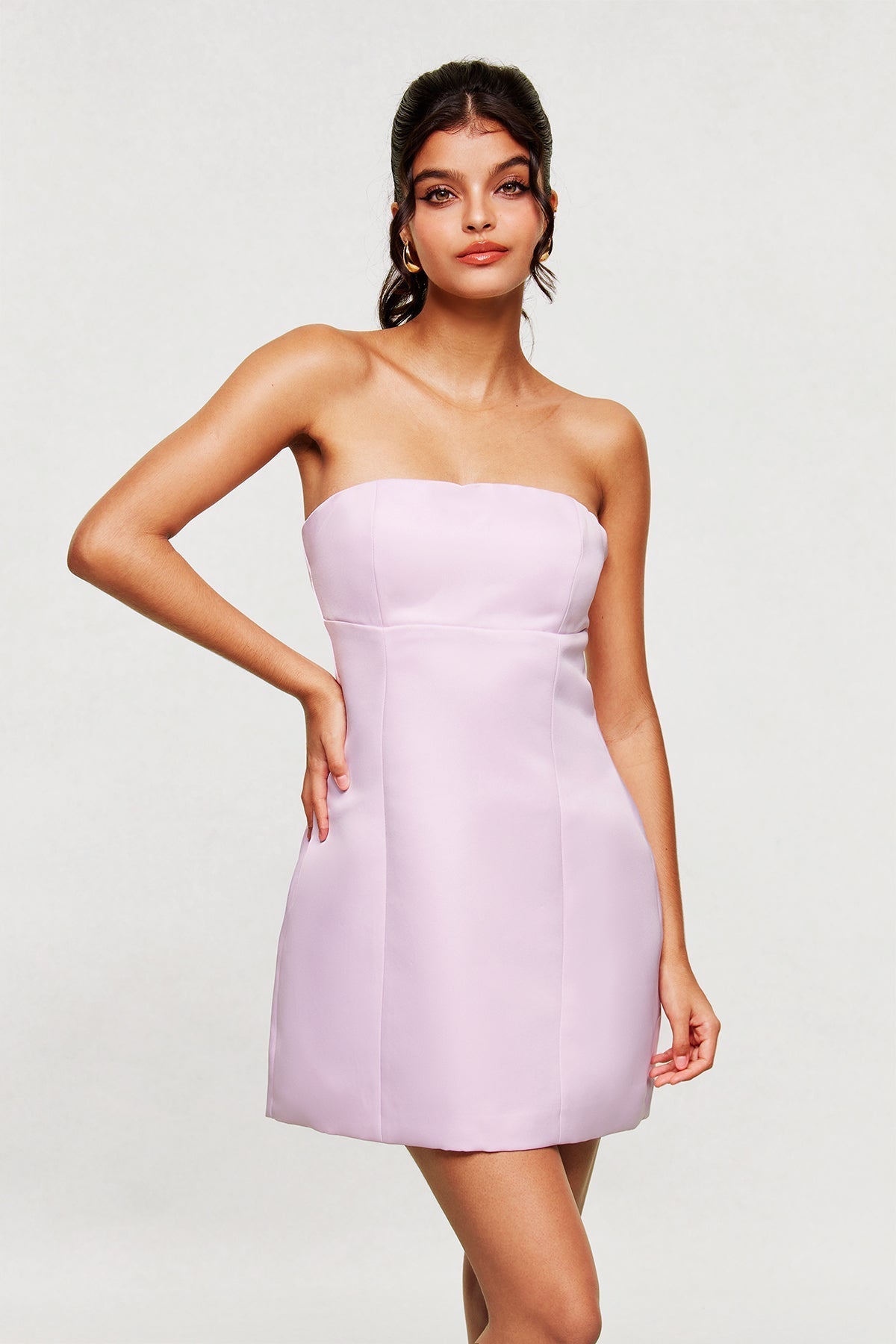 Blanche Straplez Mini Pembe Elbise