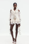 Boel Ruffle Çiçekli Saçaklı Mini Elbise