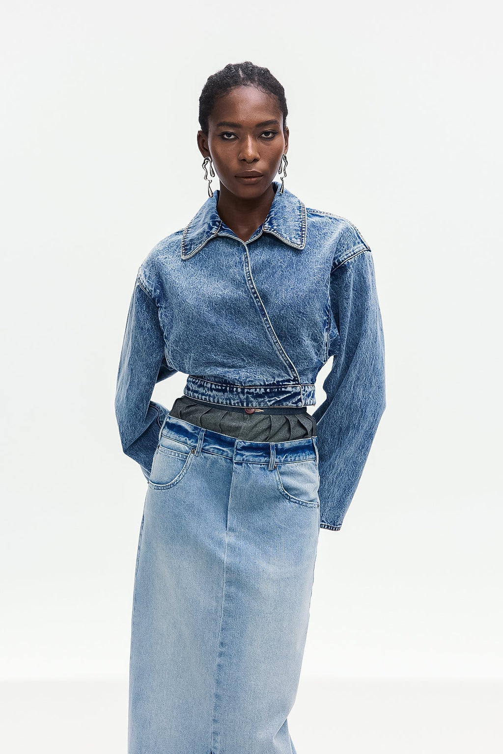 Bohuslava Asimetrik Denim Ceket