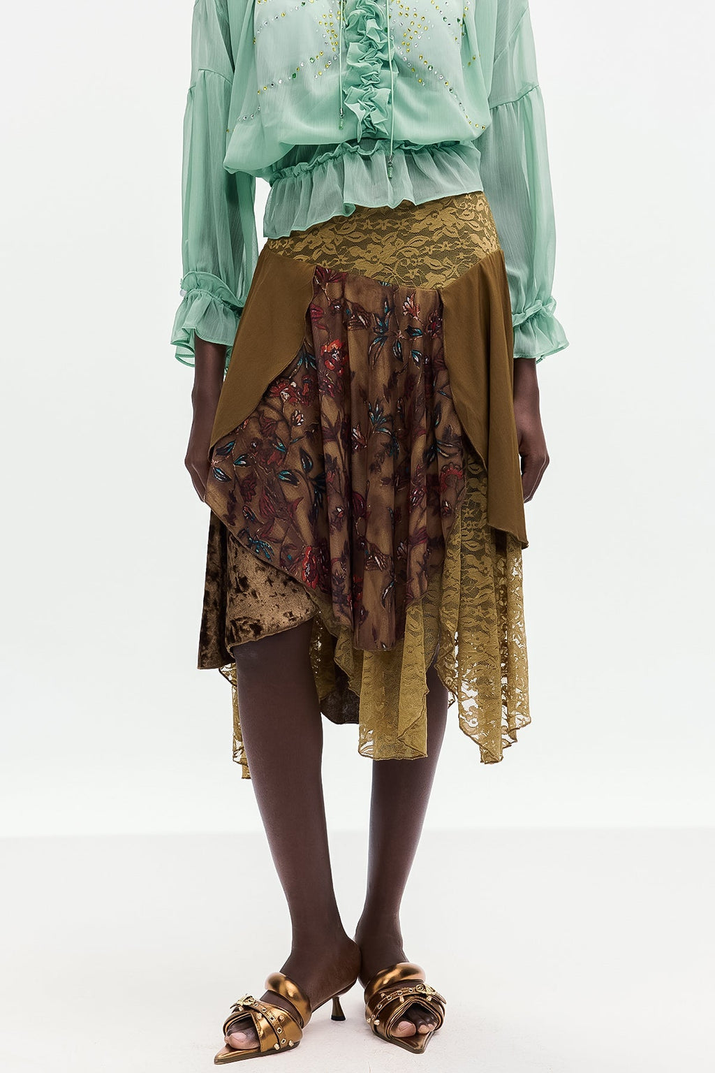 Bolortuyaa Dantel Patchwork Midi Etek