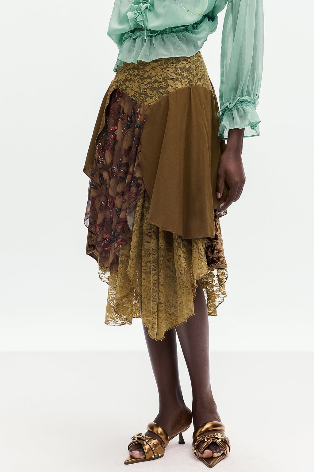Bolortuyaa Dantel Patchwork Midi Etek