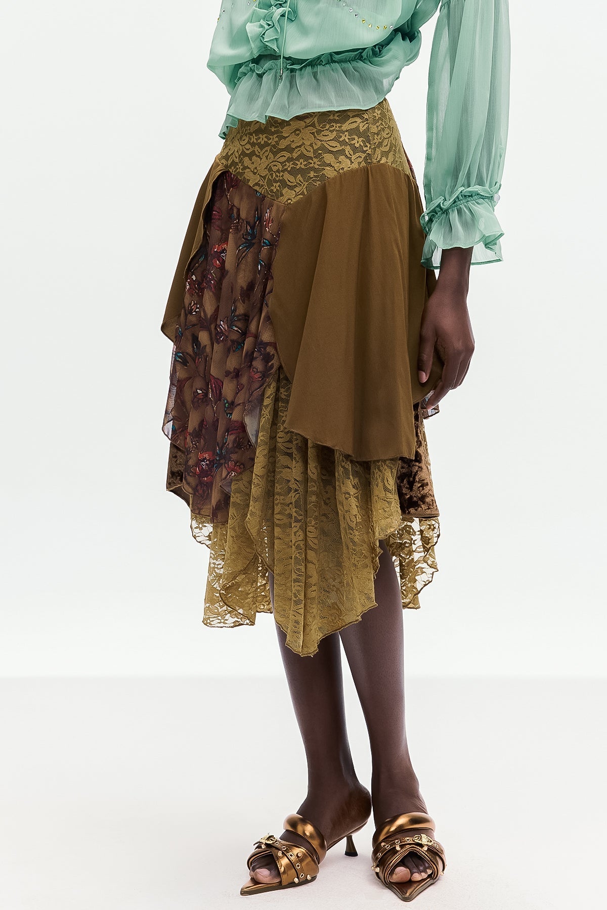 Bolortuyaa Dantel Patchwork Midi Etek