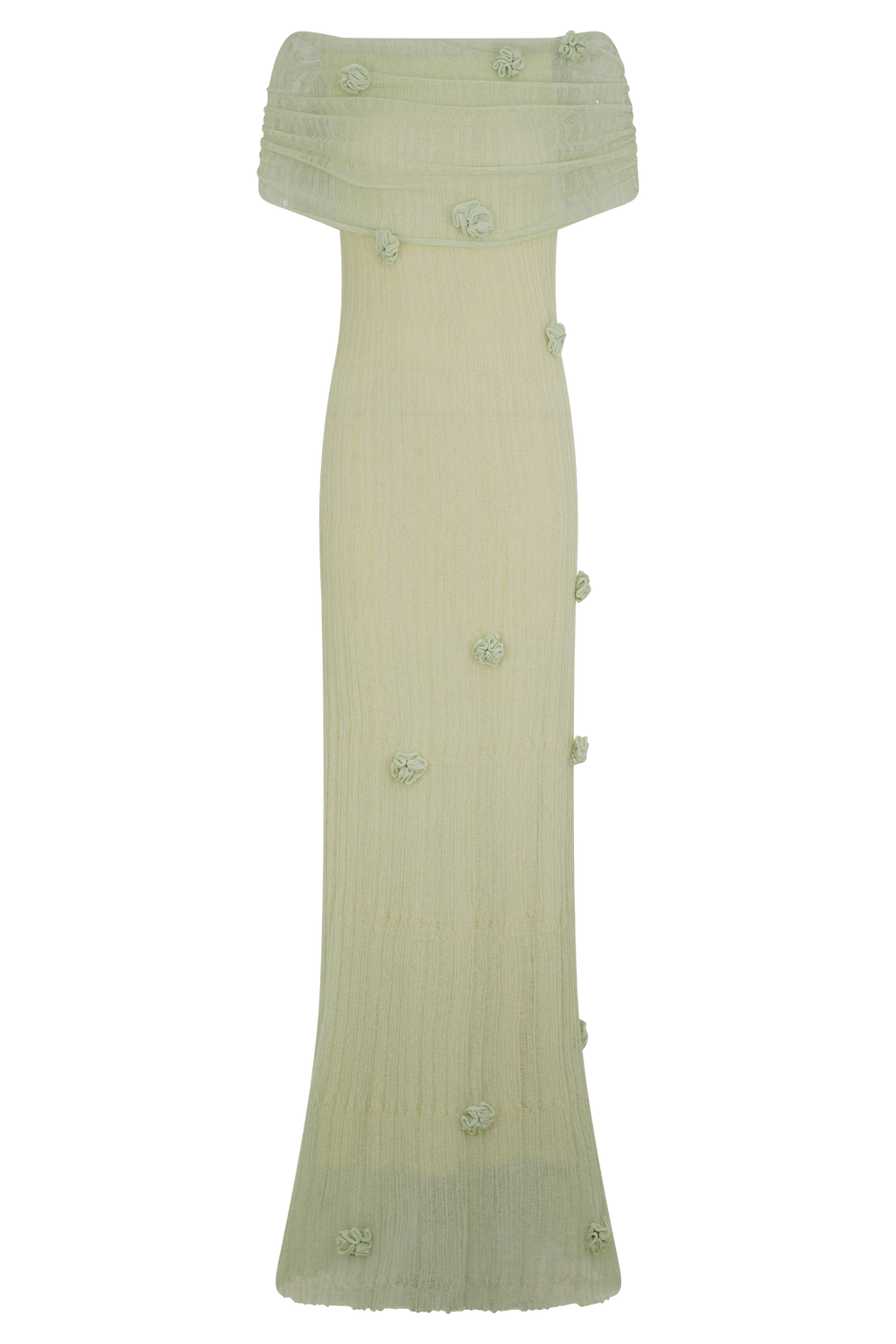 Brynn Orkide Örgü Maxi Elbise - Pastel Yeşil