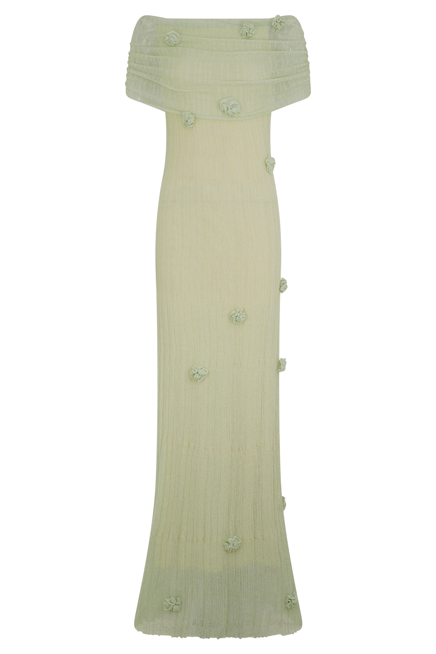 Brynn Orkide Örgü Maxi Elbise - Pastel Yeşil
