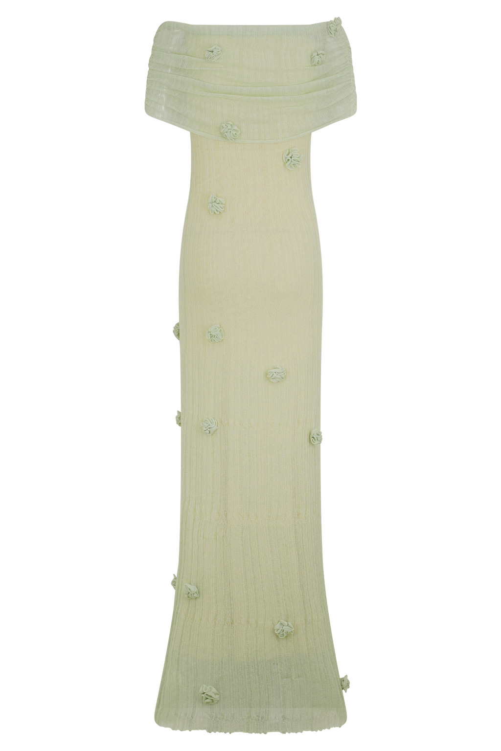 Brynn Orkide Örgü Maxi Elbise - Pastel Yeşil