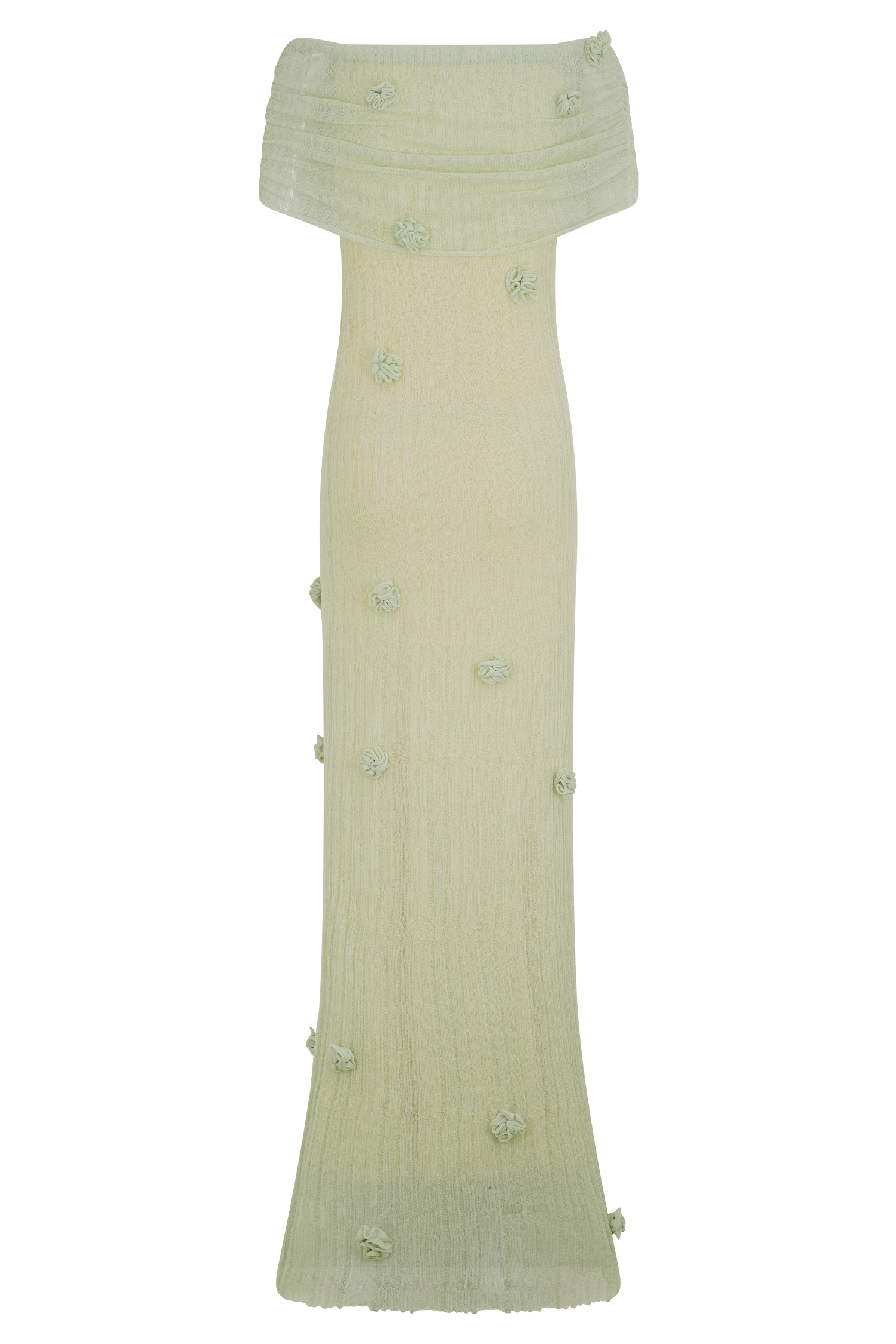 Brynn Orkide Örgü Maxi Elbise - Pastel Yeşil
