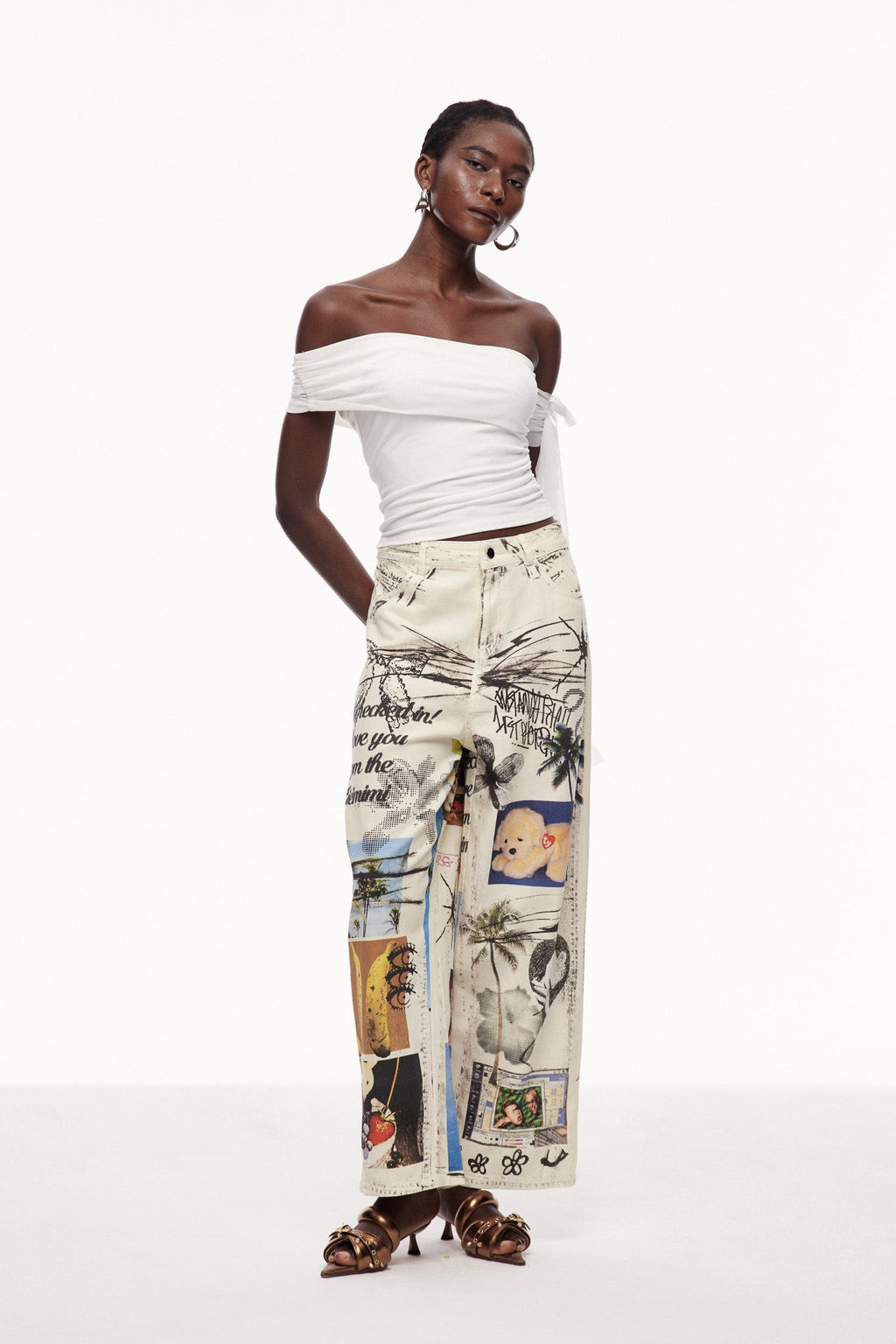 Cayley Baskılı Tie Dye Kot Pantolon