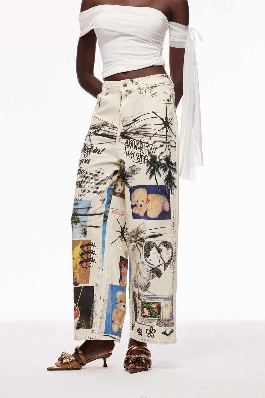 Cayley Baskılı Tie Dye Kot Pantolon
