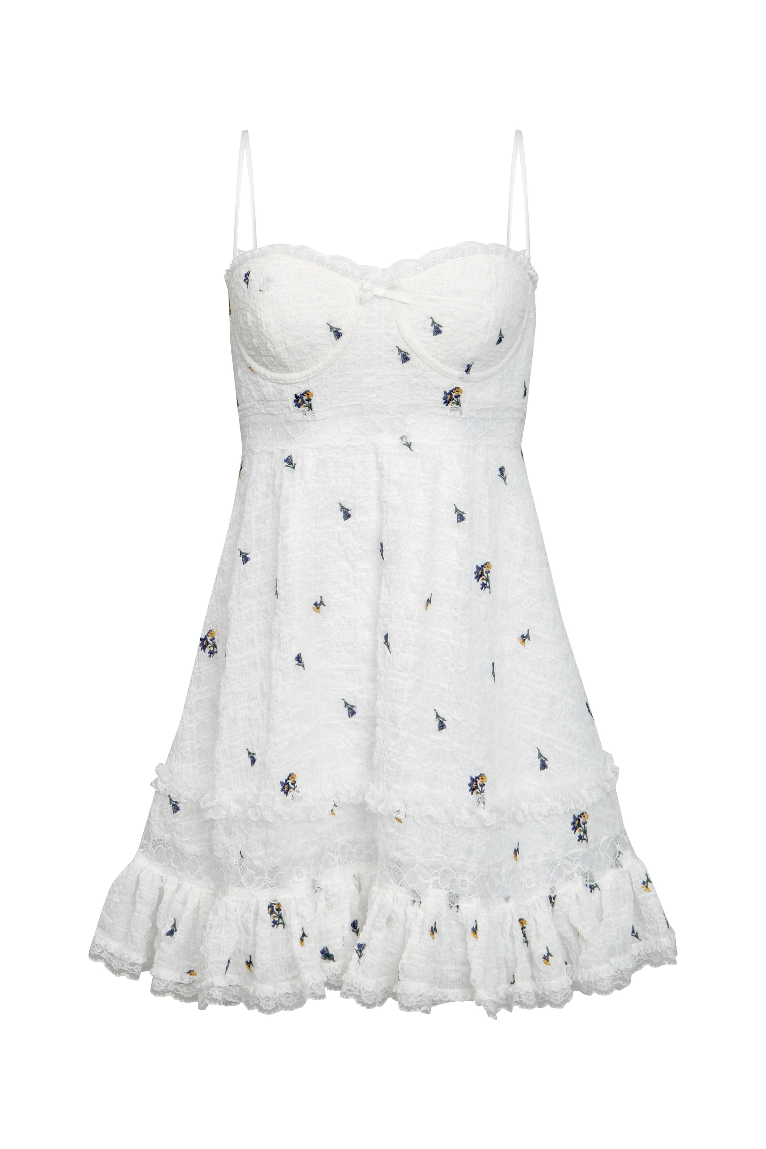 Setlla İşlemeli Çiçek Mini Slip Elbise