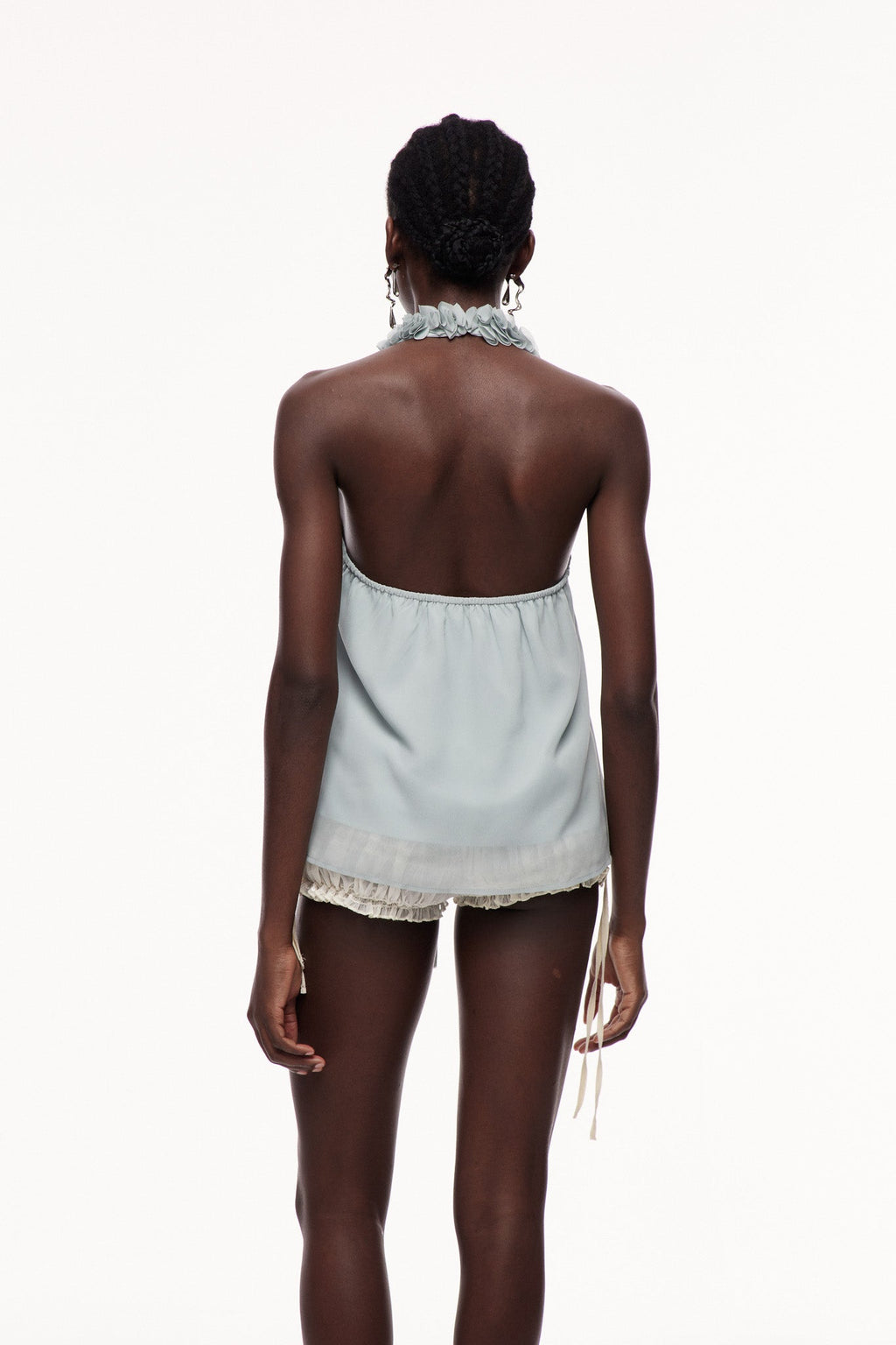Cedric Ruffle Cutout Halter Yaka Üst