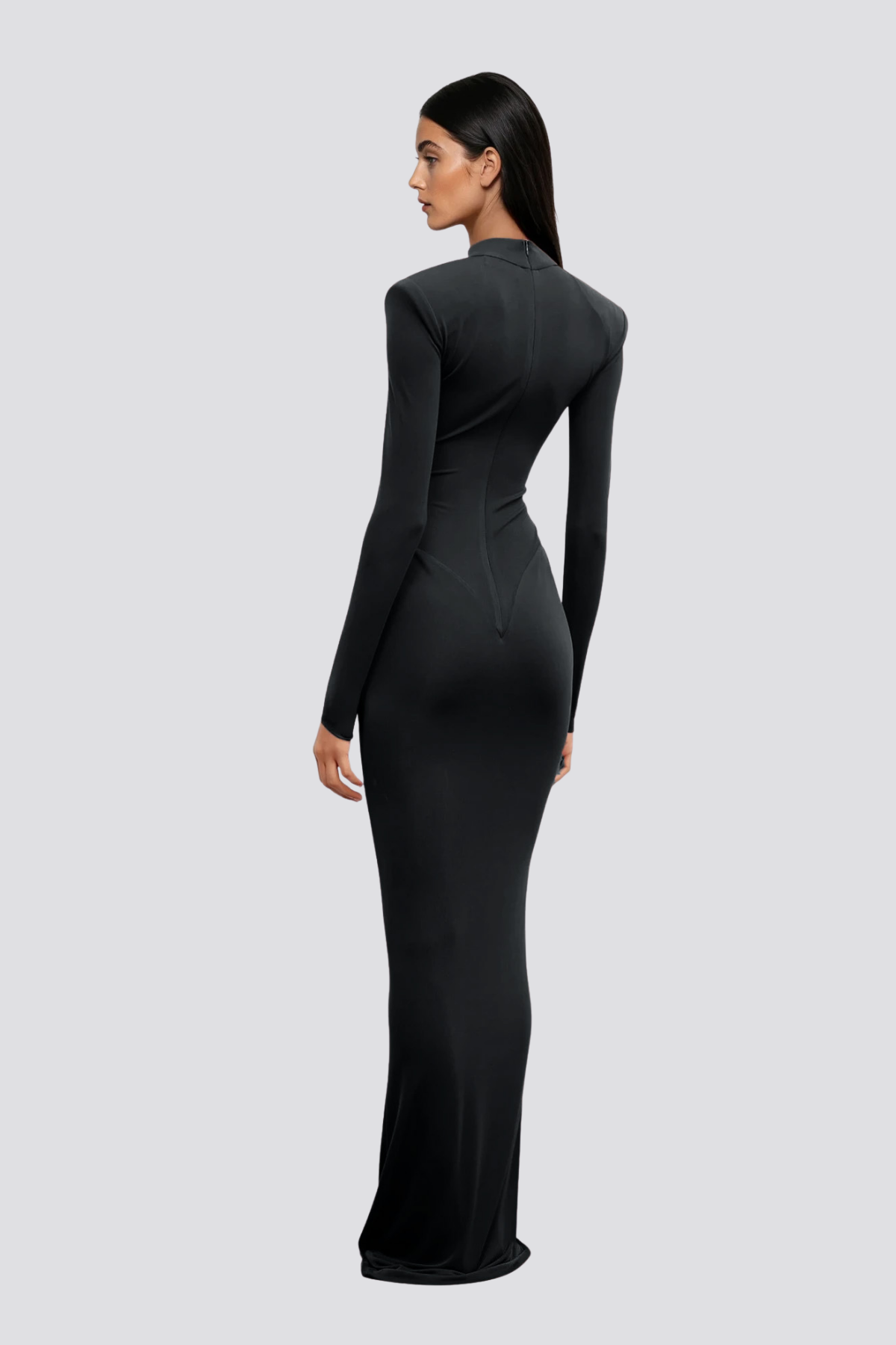Cesarina Deconstruct Ruch Bodycon Maxi Elbise Siyah