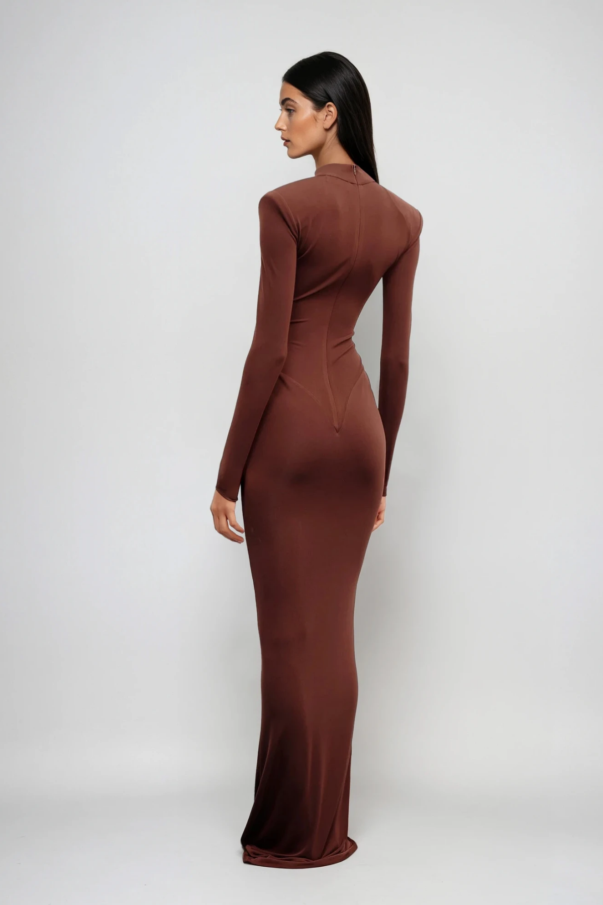 Cesarina Bodycon Maxi Kahverengi Elbise