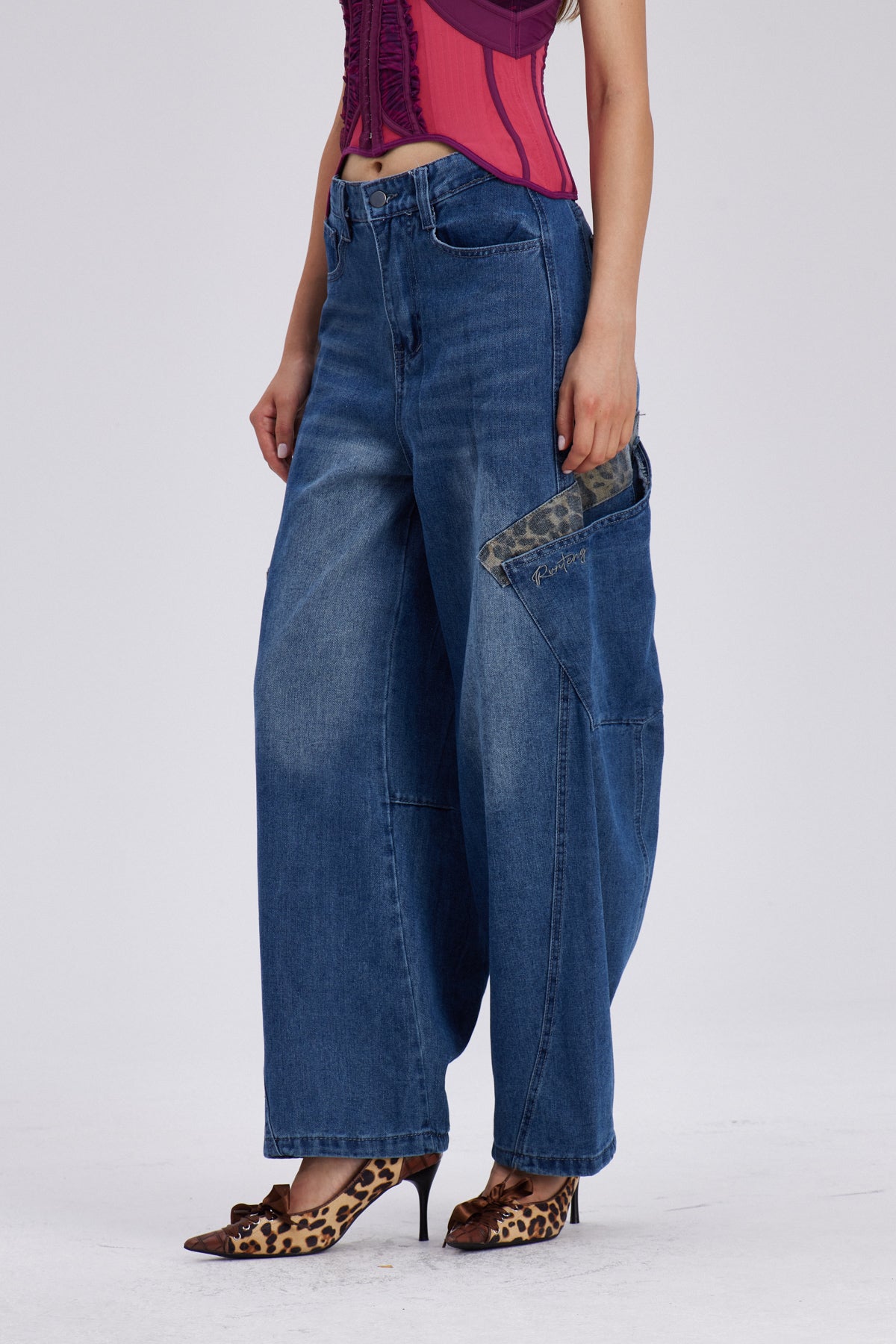 Chayyim Leopar Cepli Bol Pantolon
