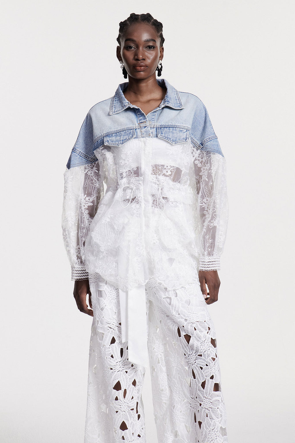Chlothar Dantel İşlemeli Denim Ceket