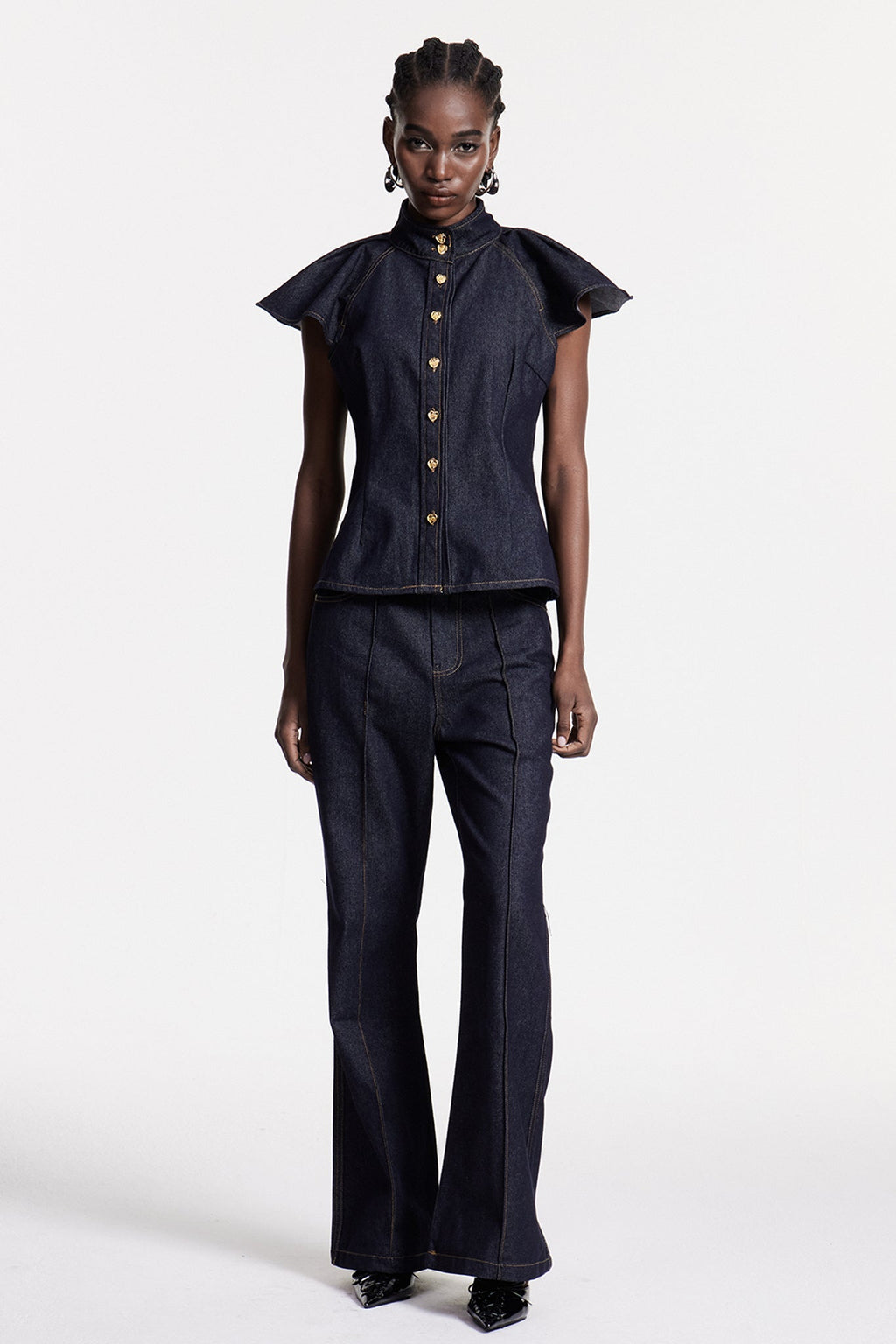 Chrestos Ruffle Denim Pantolon Takımı