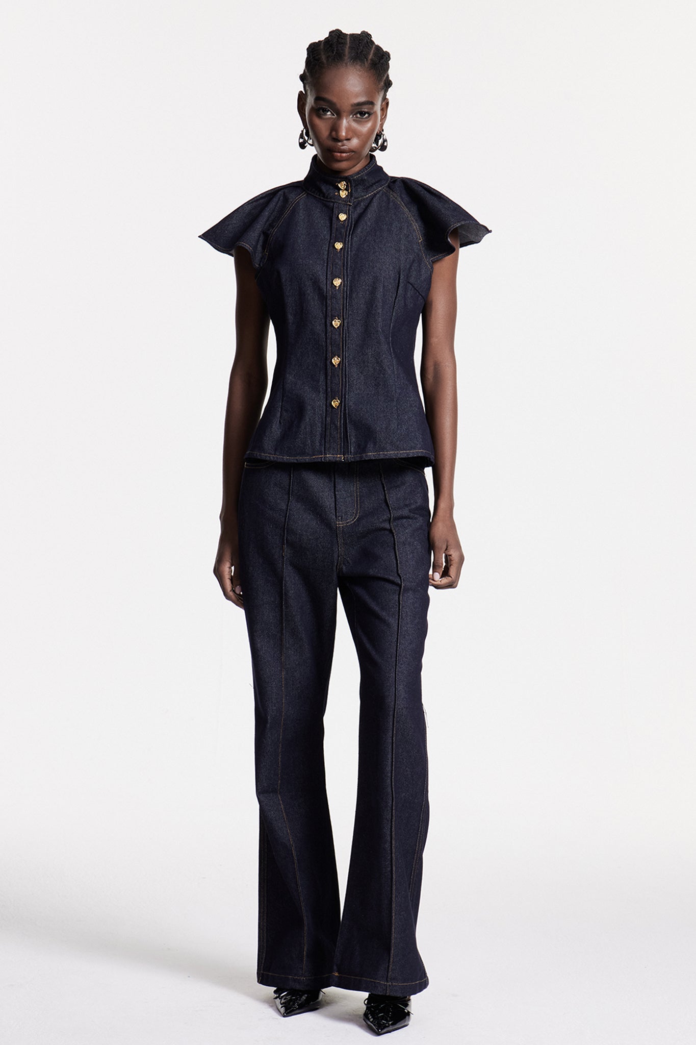 Chrestos Ruffle Denim Pantolon Takımı