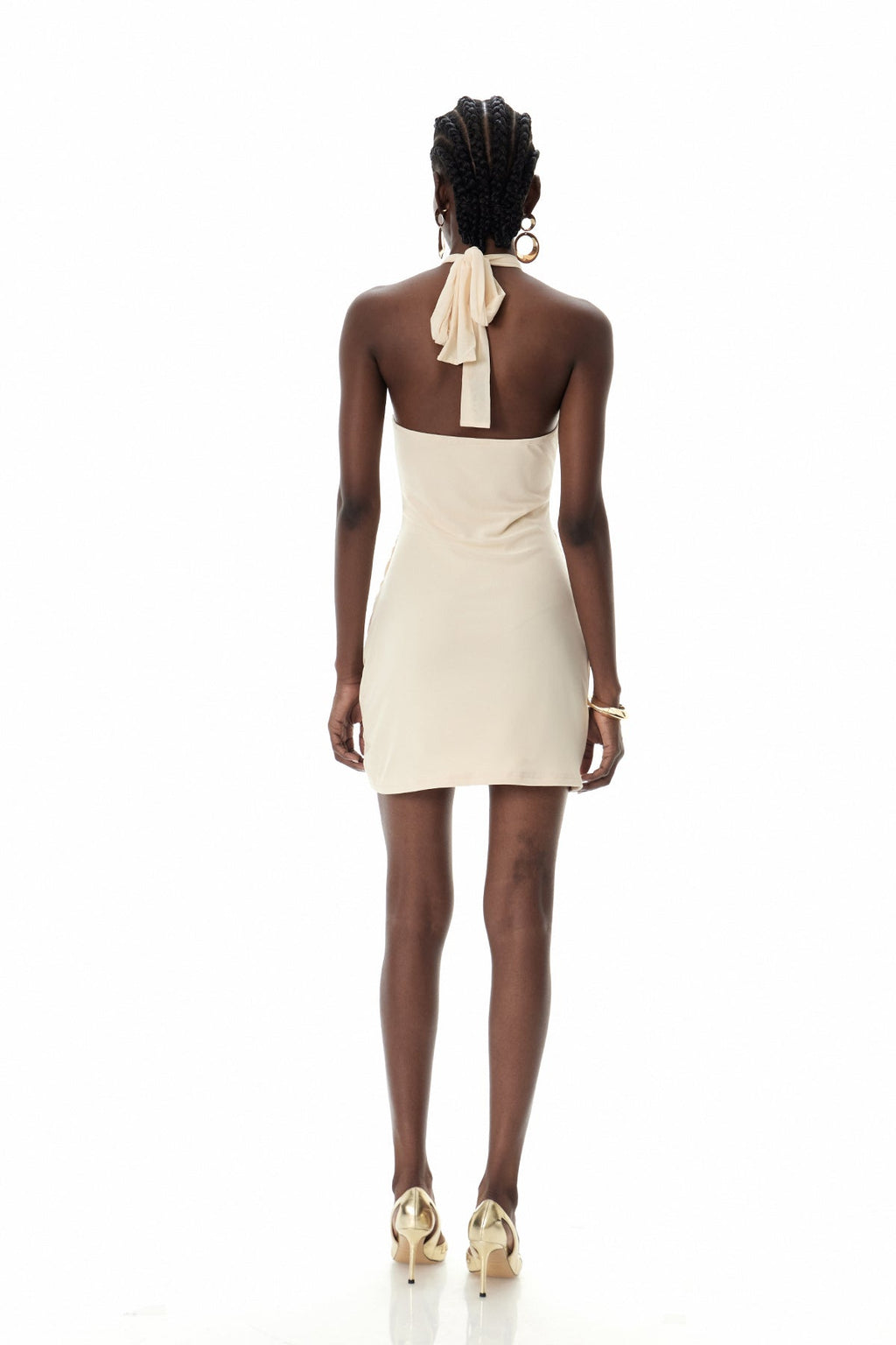Crescentius Halter Yaka Rüstik Mini Elbise