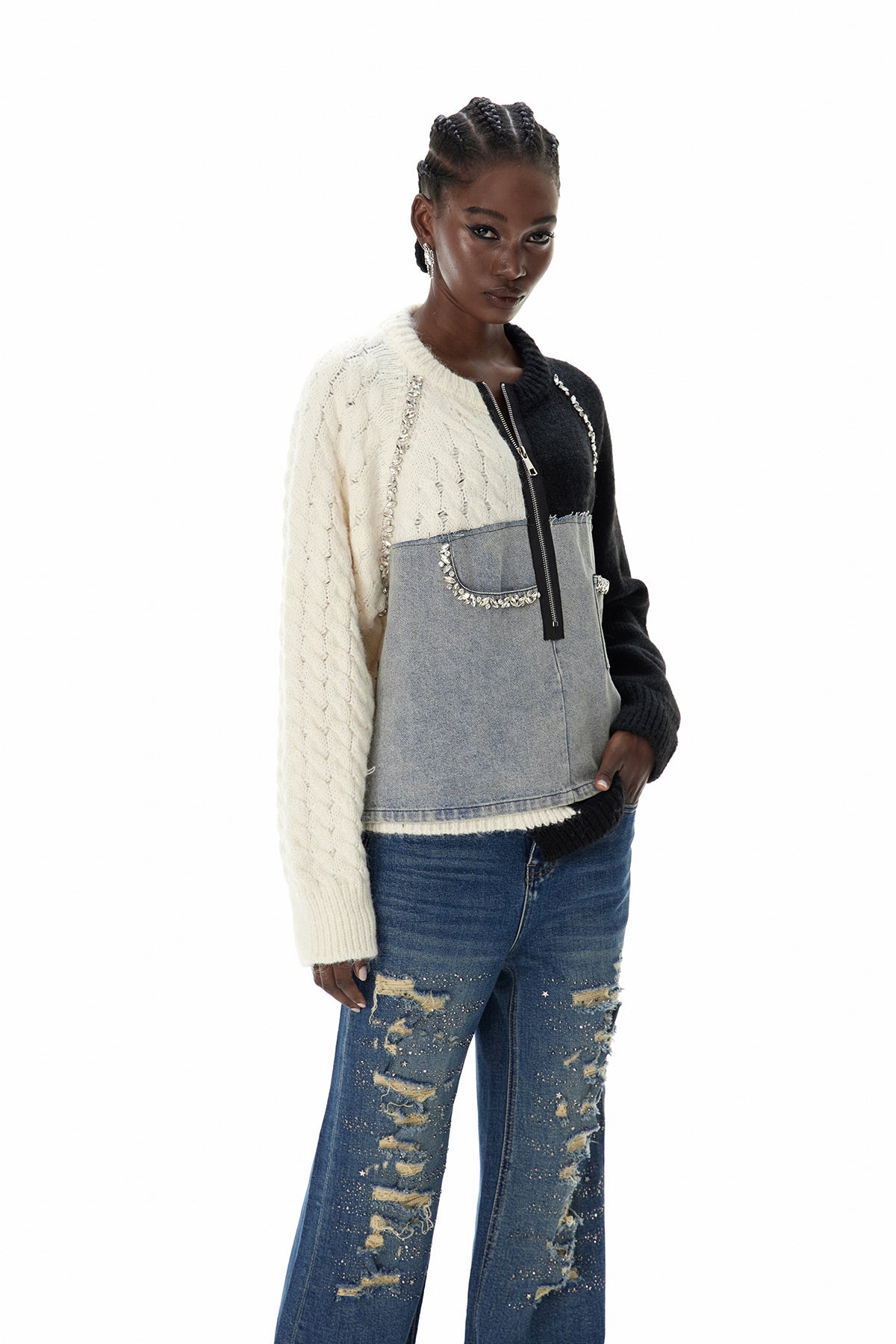 Csilla Deconstruct Crystal Ceket Siyah