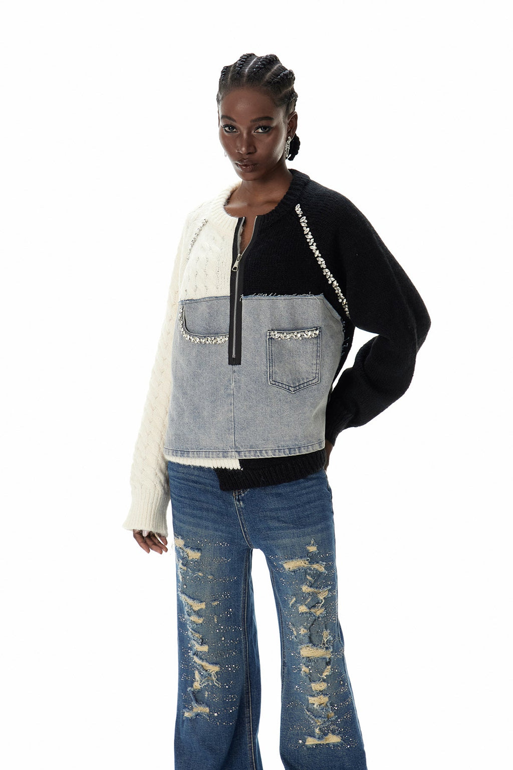 Csilla Deconstruct Crystal Ceket Siyah