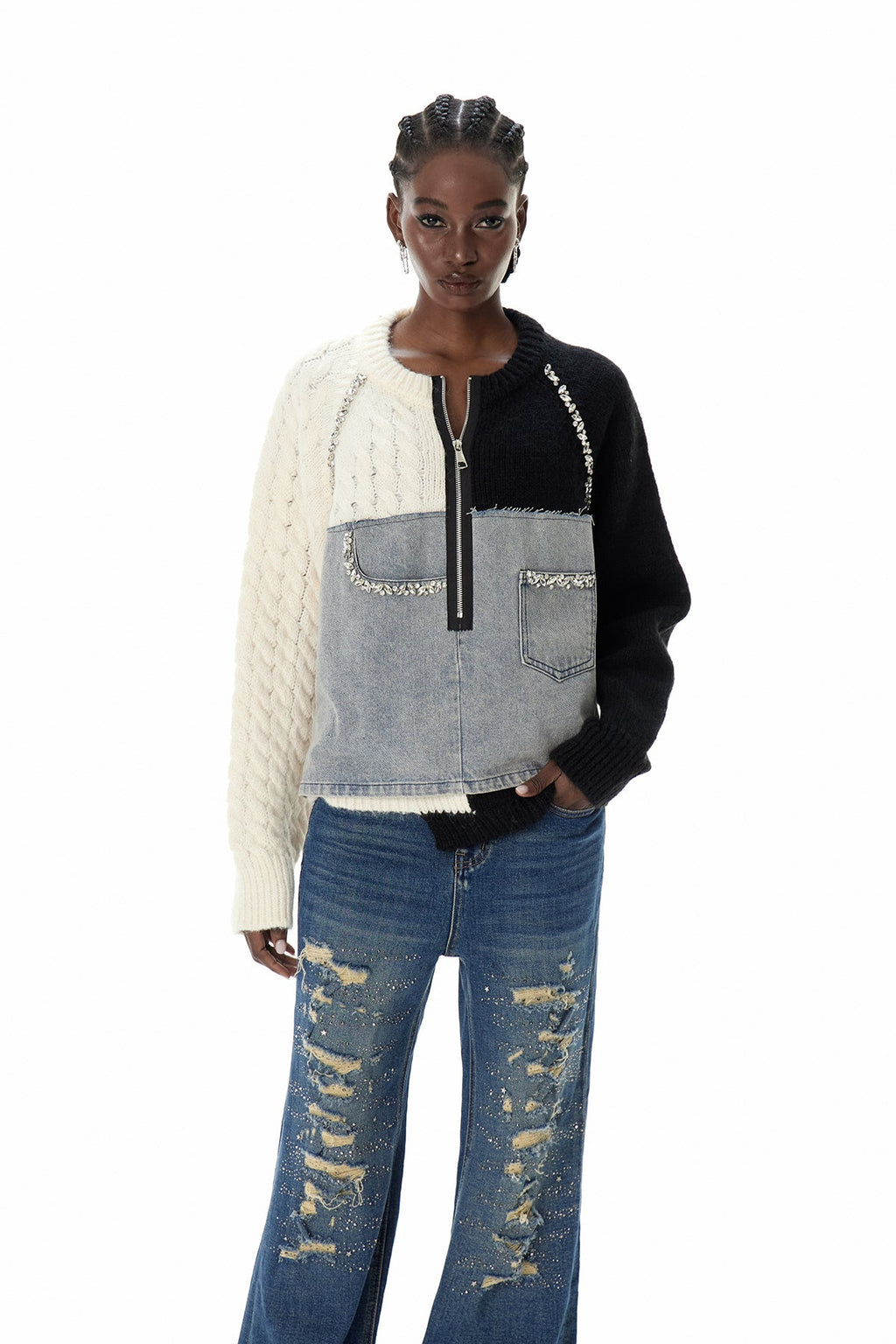 Csilla Deconstruct Crystal Ceket Siyah