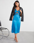 Modern Day Love Saten Dantelli Midi Elbise