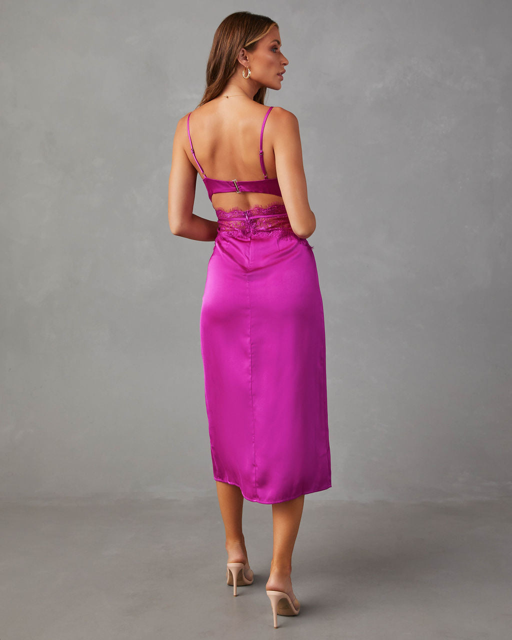 Modern Day Love Saten Dantelli Midi Elbise