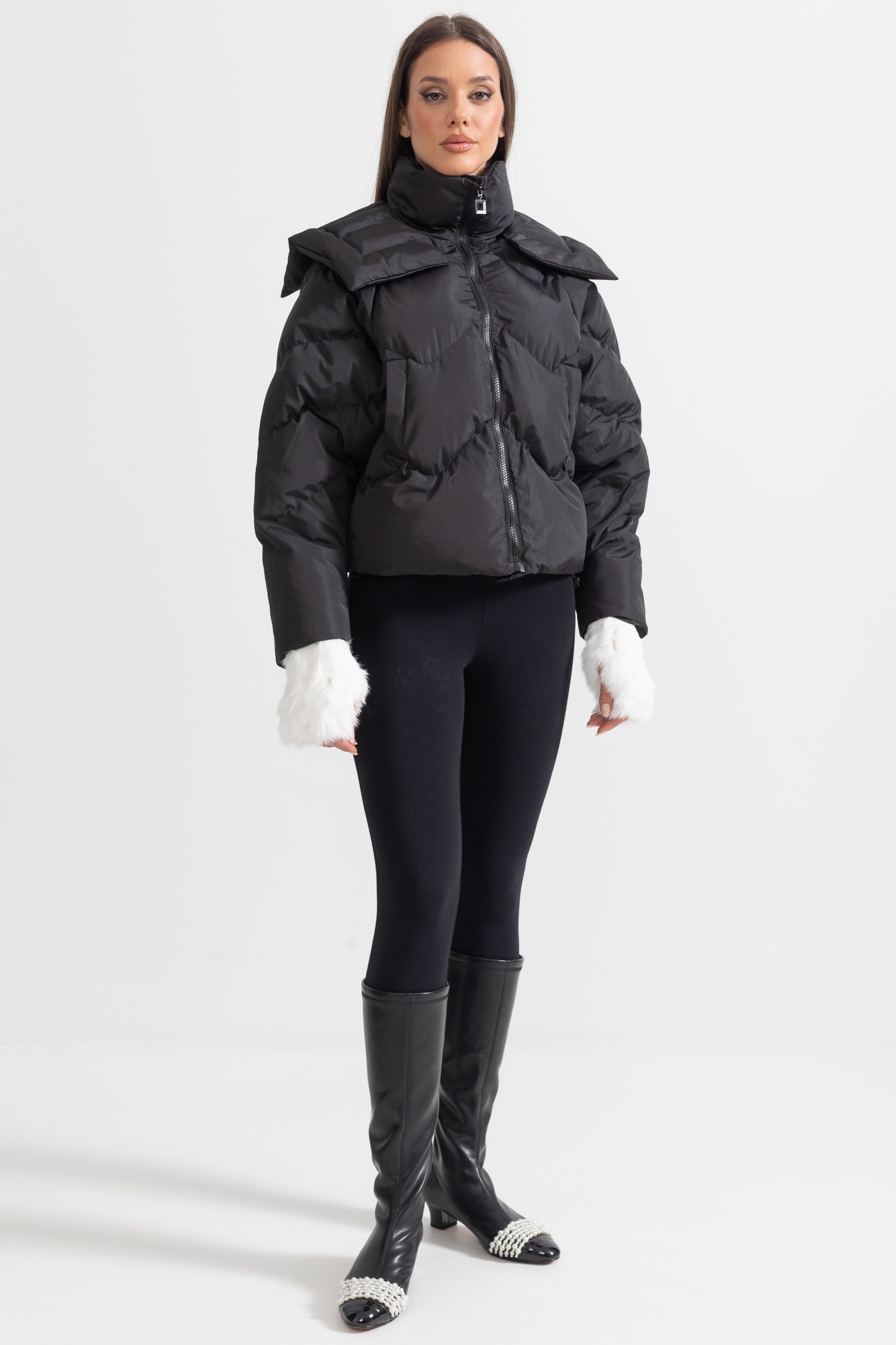 puffer siyah mont