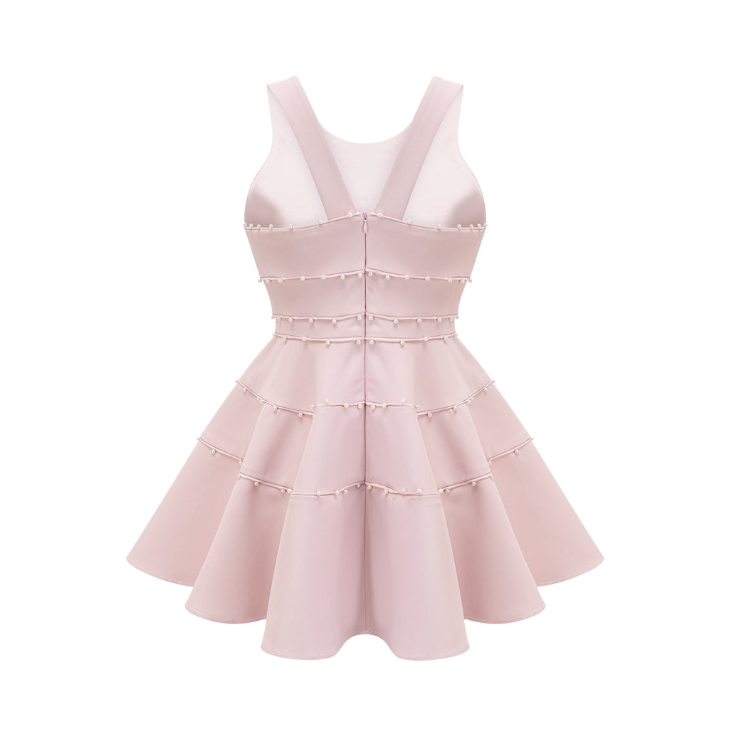 Nastassia Pembe Suni İnci Mini Elbise