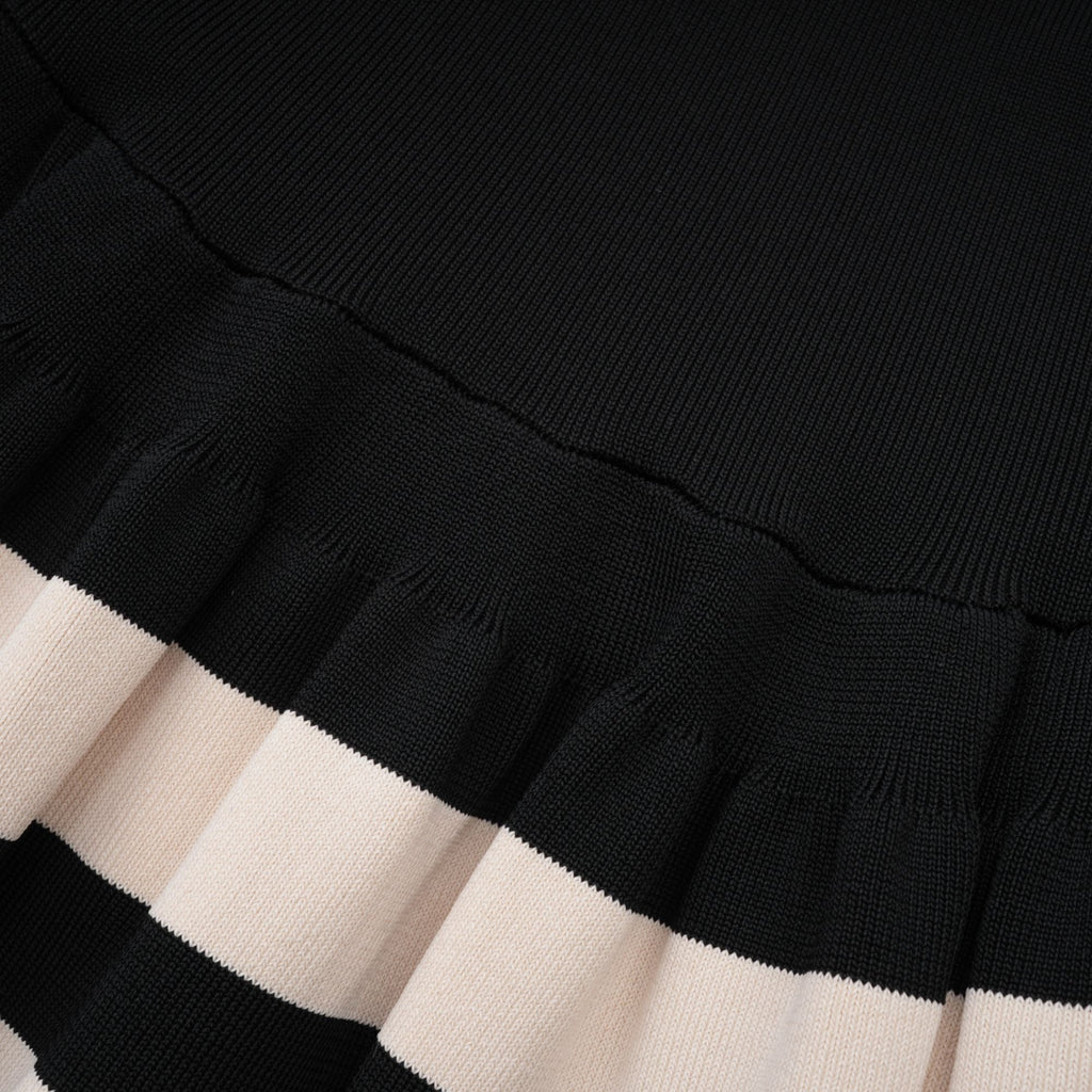 Clothilde Çizgili Desen Pilili Mini Elbise